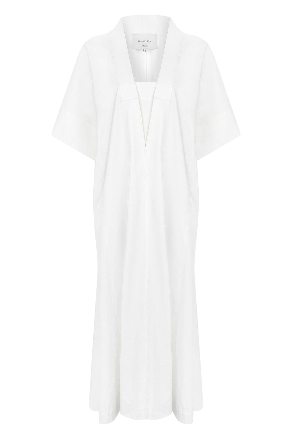Nazli Ceren Gena V-neck Detailed Cotton Dress