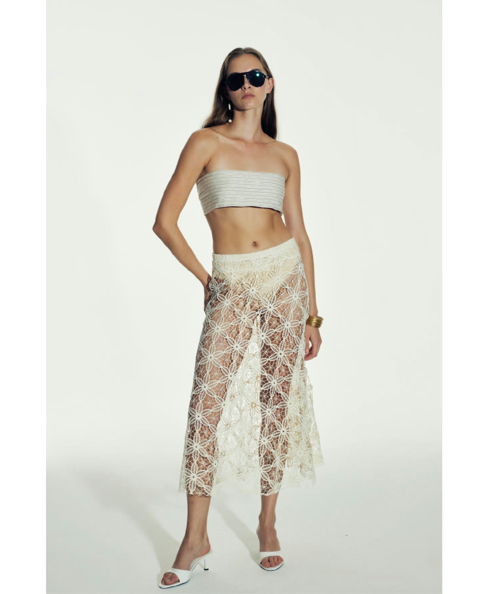 Clea Crochet Midi Skirt in Pear Sorbet made by Nazli Ceren
