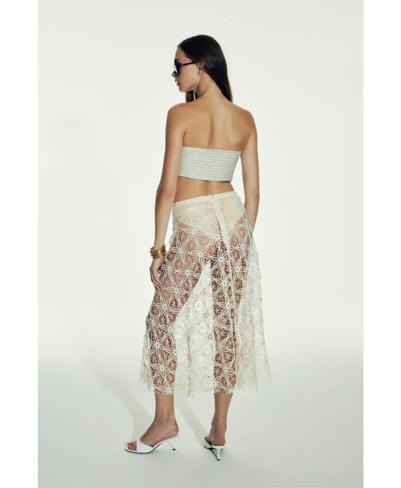 Clea Crochet Midi Skirt in Pear Sorbet made by Nazli Ceren