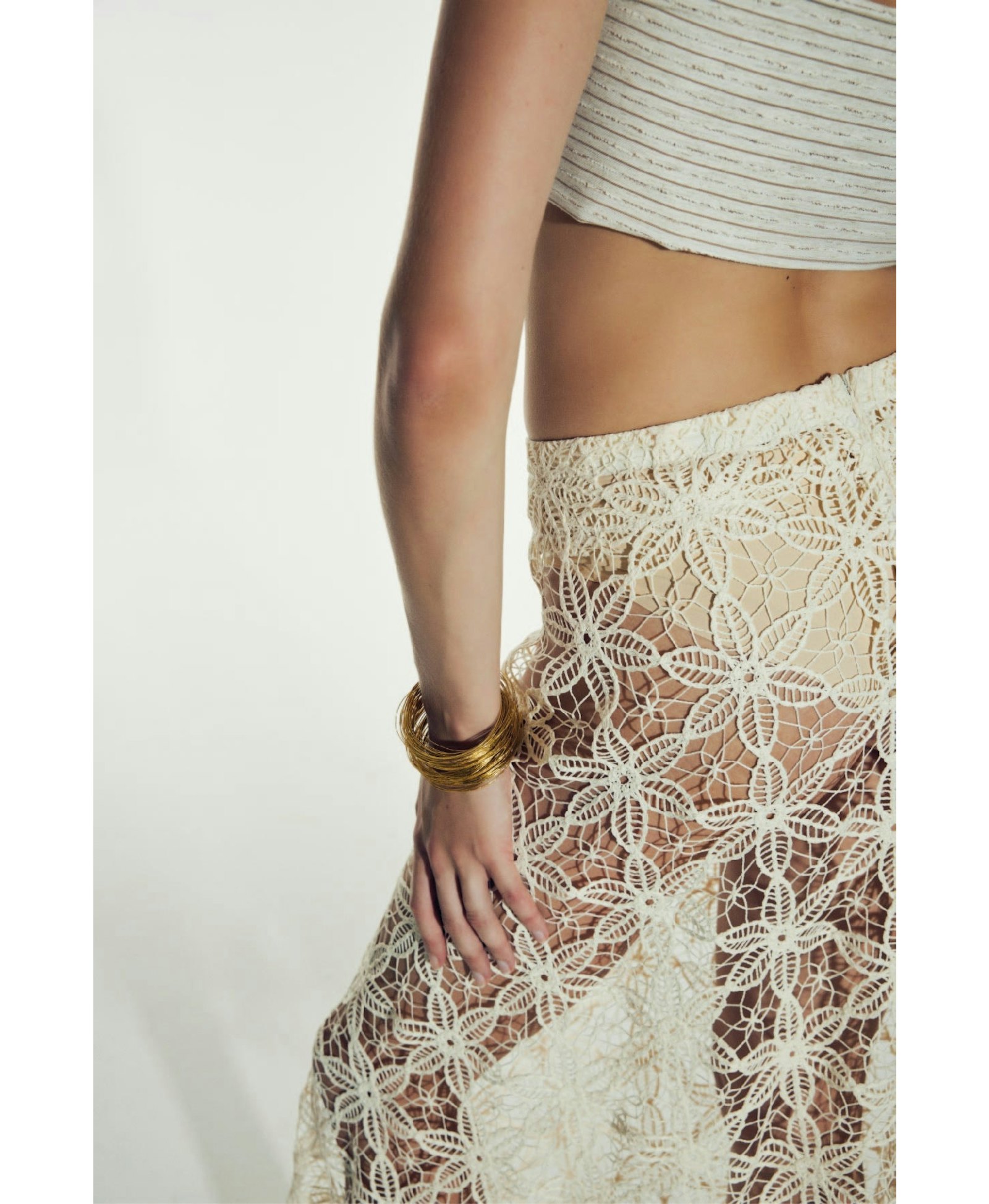 Clea Crochet Midi Skirt in Pear Sorbet made by Nazli Ceren