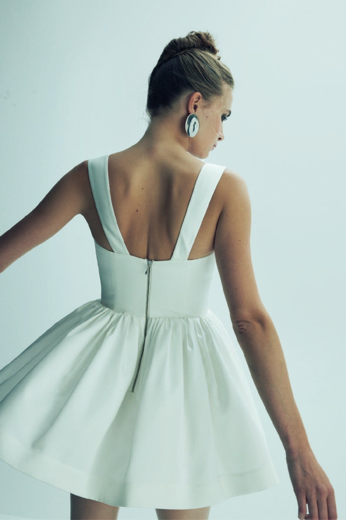 Shop Nazli Ceren Leanne Satin Mini Dress In Lily White