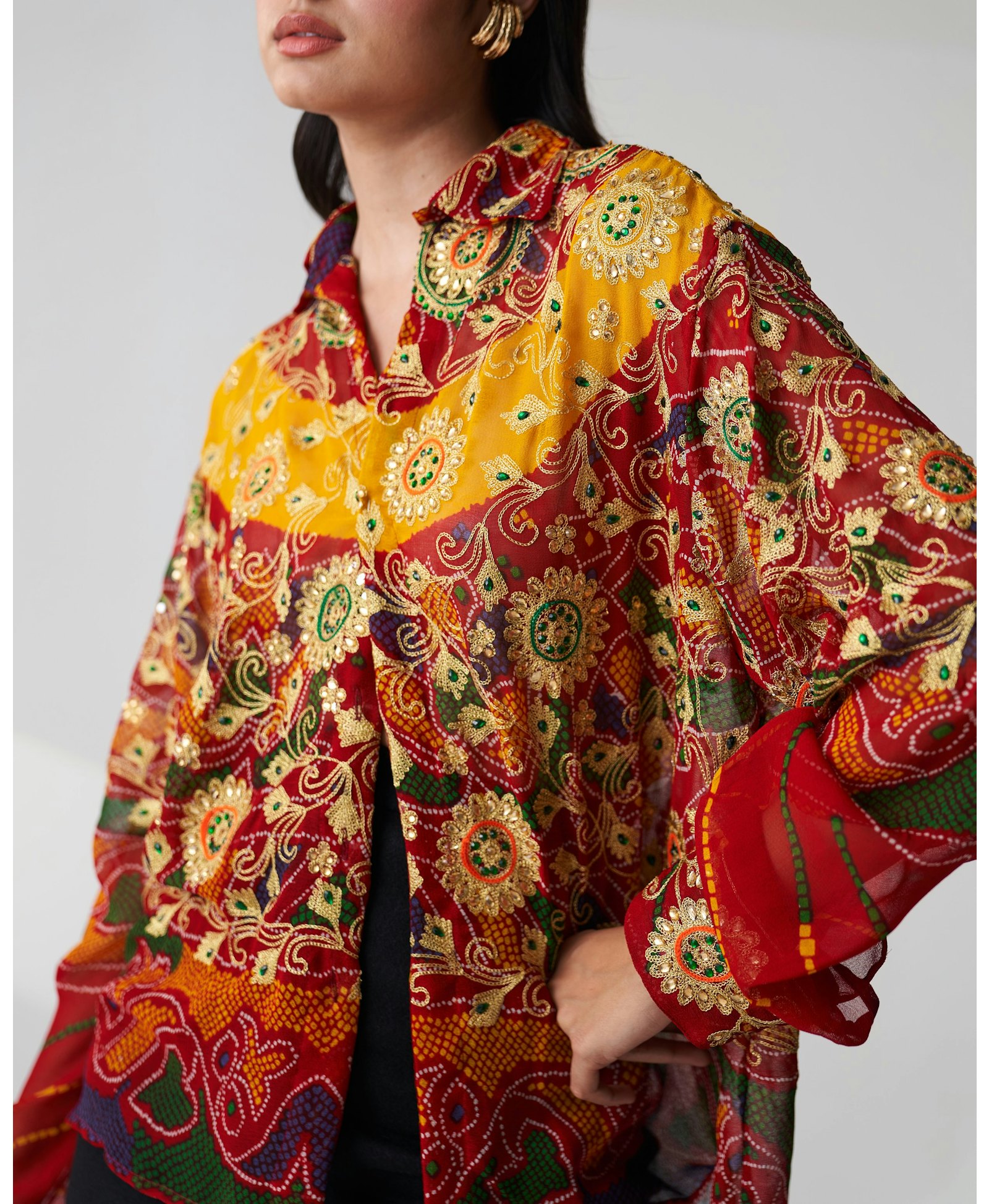 Upcycled Odhni Embroidered Shirt made by Szabo Sihag