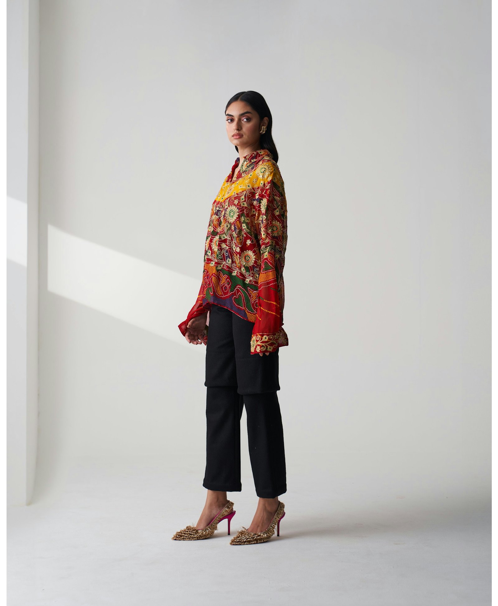 Upcycled Odhni Embroidered Shirt made by Szabo Sihag