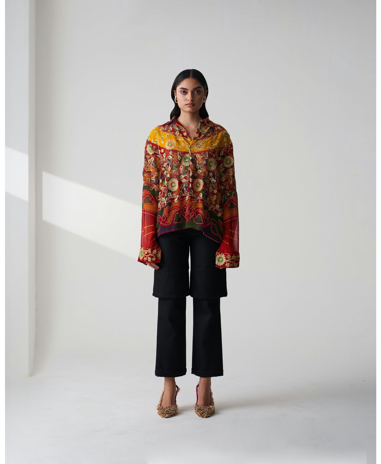 Upcycled Odhni Embroidered Shirt made by Szabo Sihag