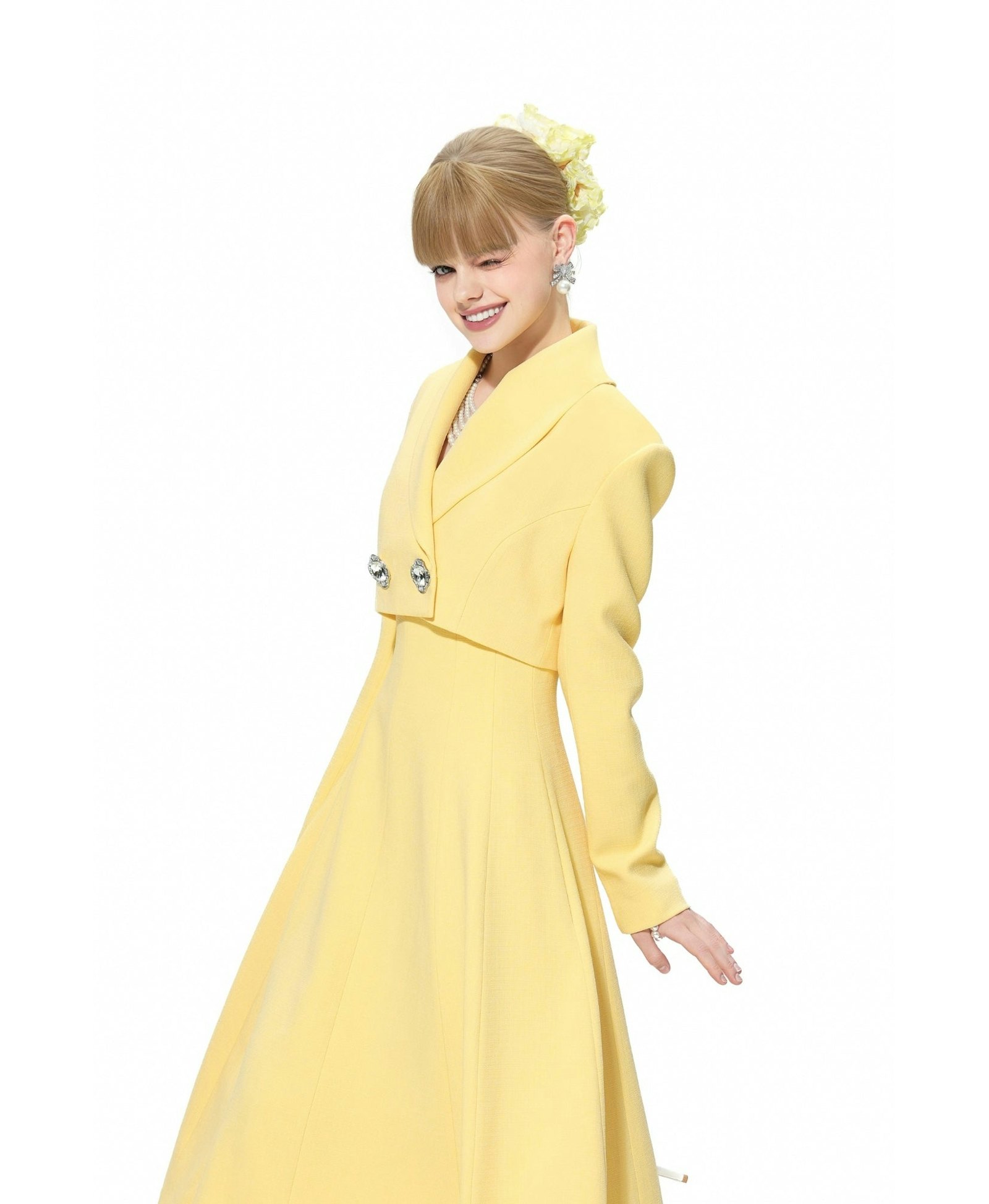 Veronica Crop Blazer (Yellow) made by Nana Jacqueline