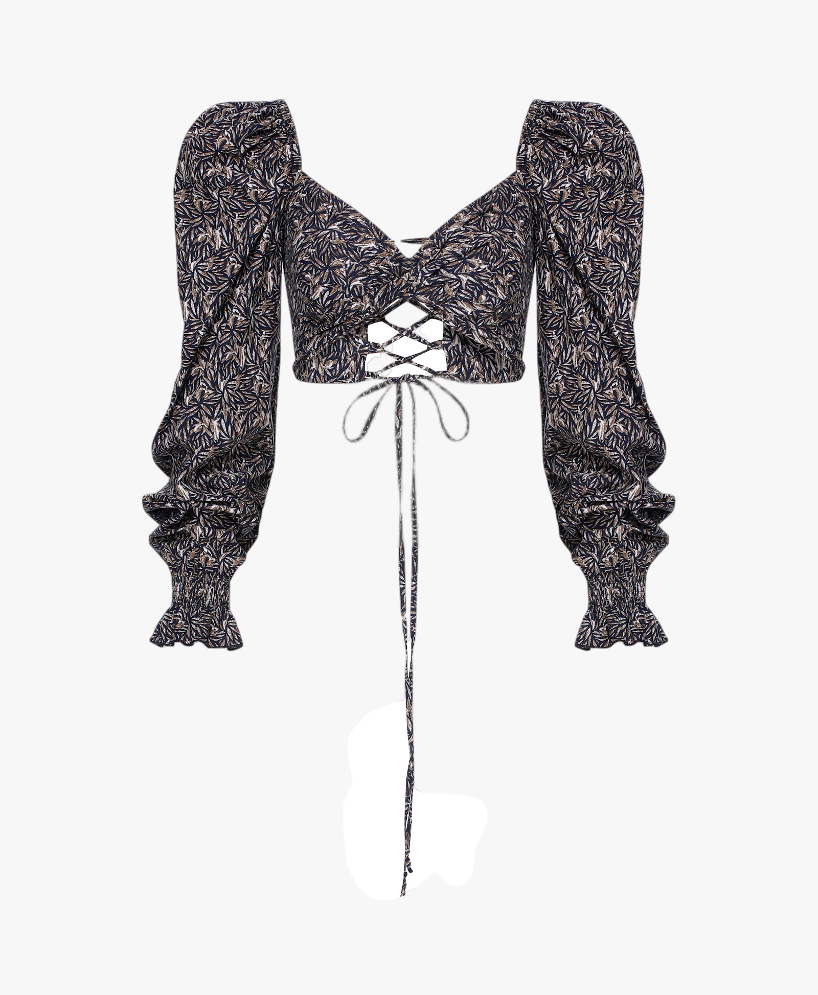 Lolly Tie Back Printed Poplin Top in Dark Brown made by Nazli Ceren