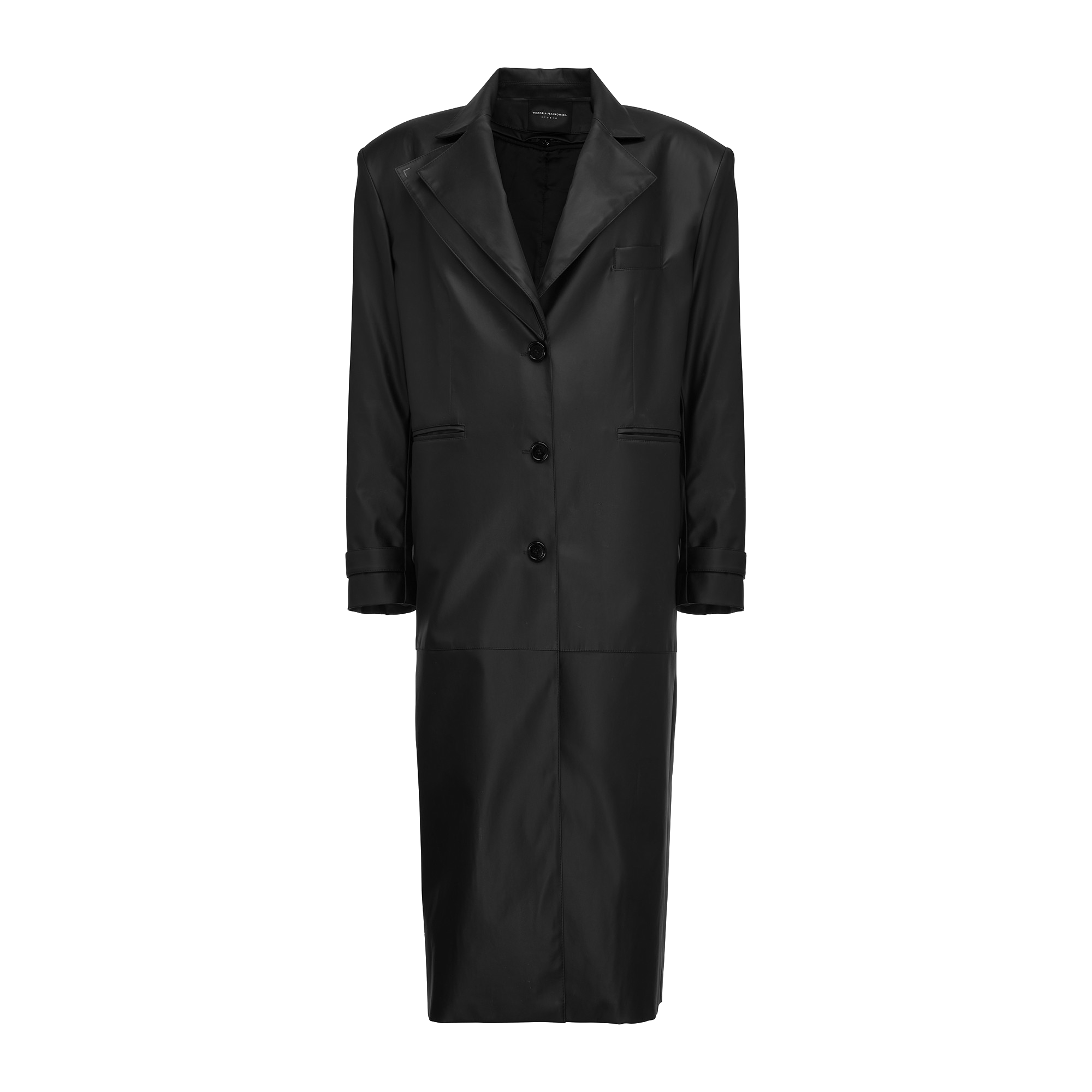 Wiktoria Frankowska Ann Faux Leather Coat In Black