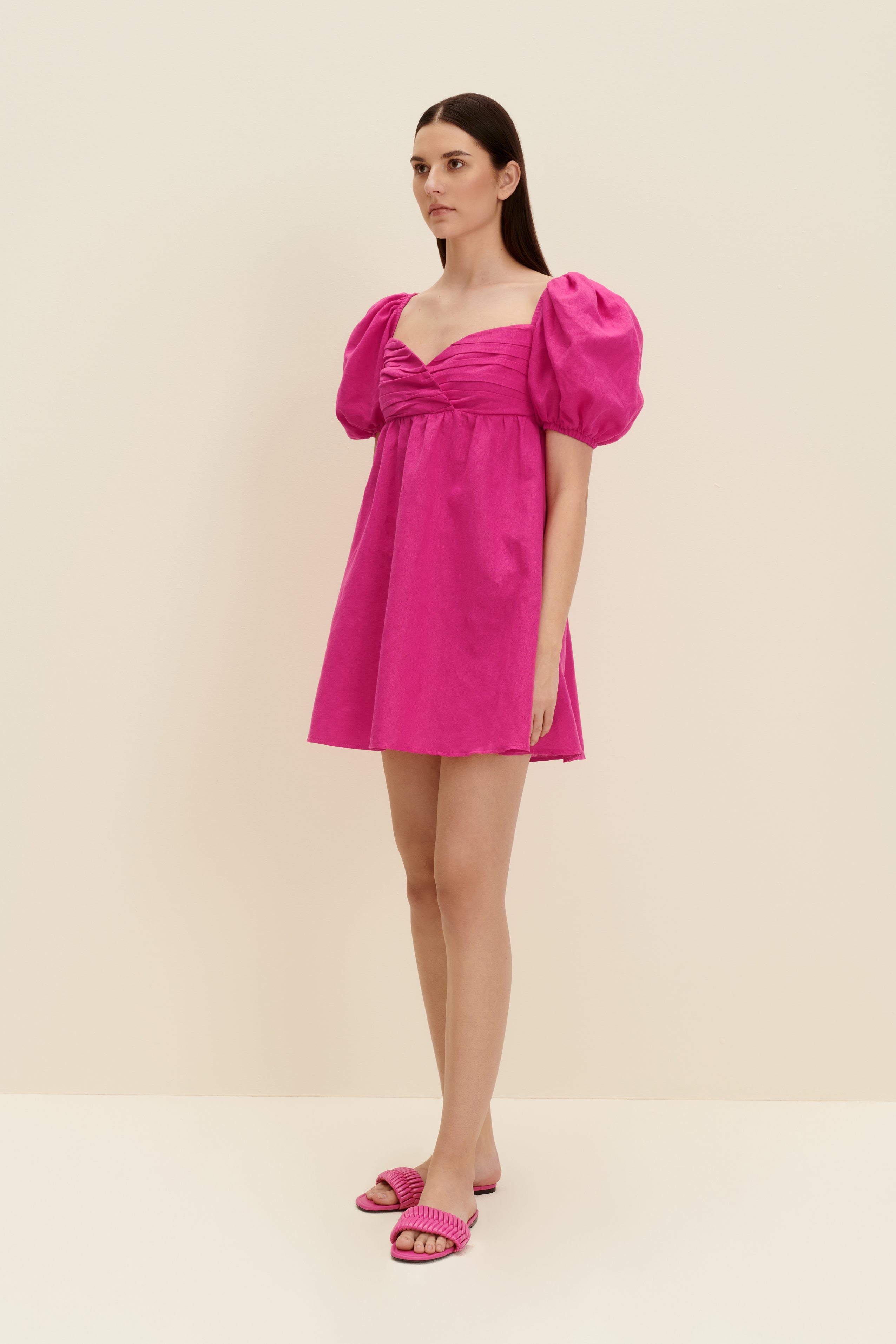 Shop Jaaf Gathered Mini Dress In Hot Pink