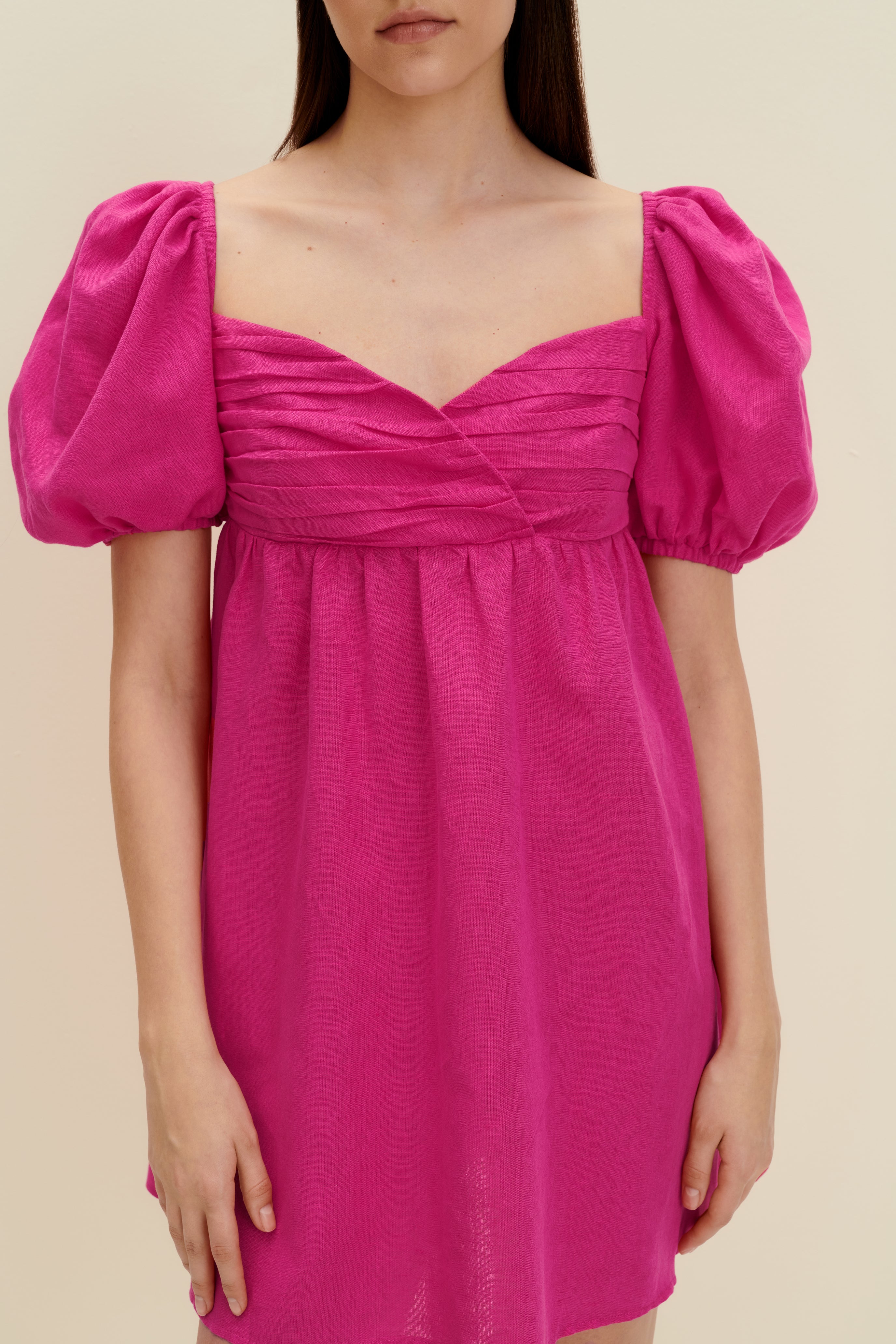 Shop Jaaf Gathered Mini Dress In Hot Pink