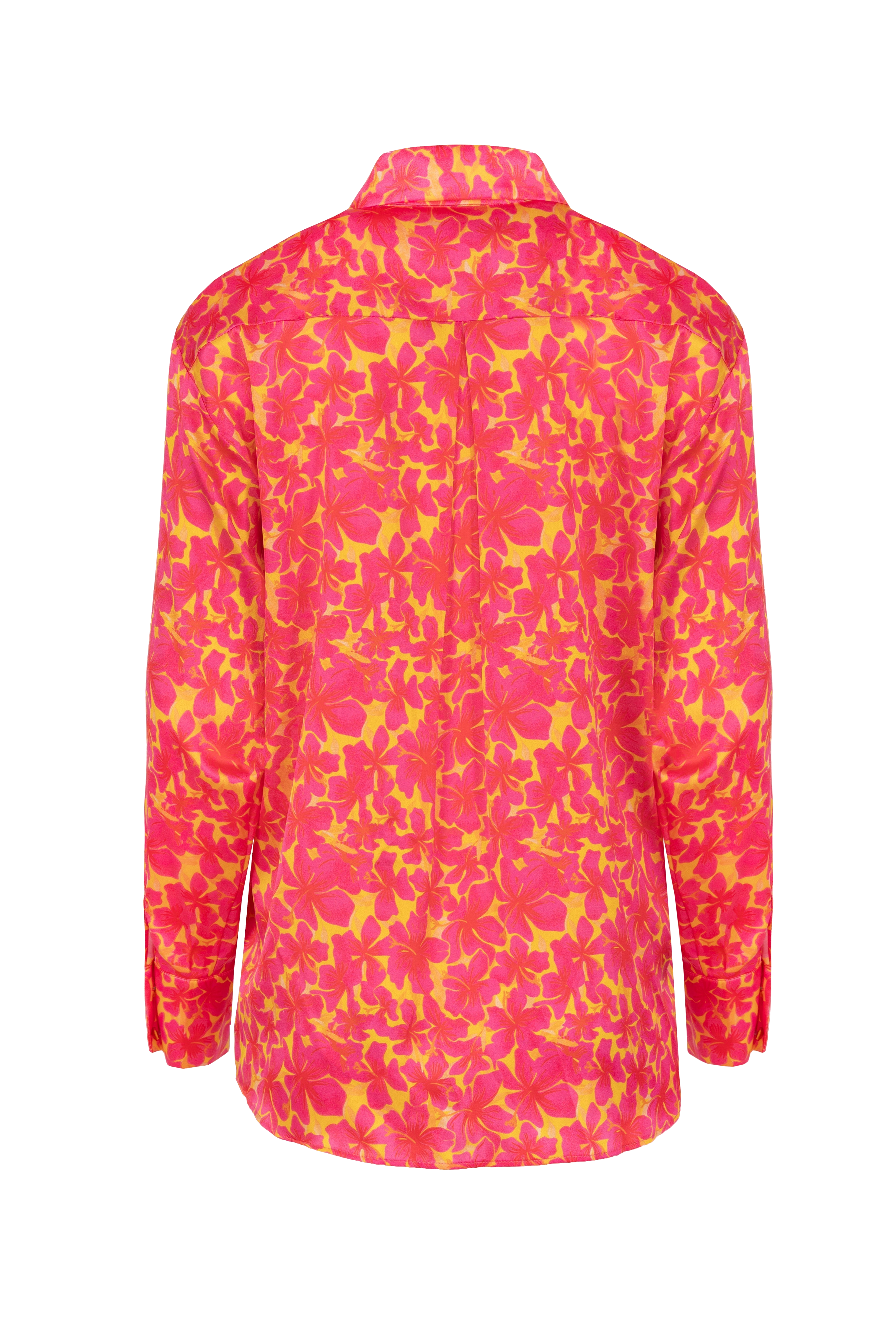 Shop Jaaf Oversized Silk Shirt In Hibiscus Print