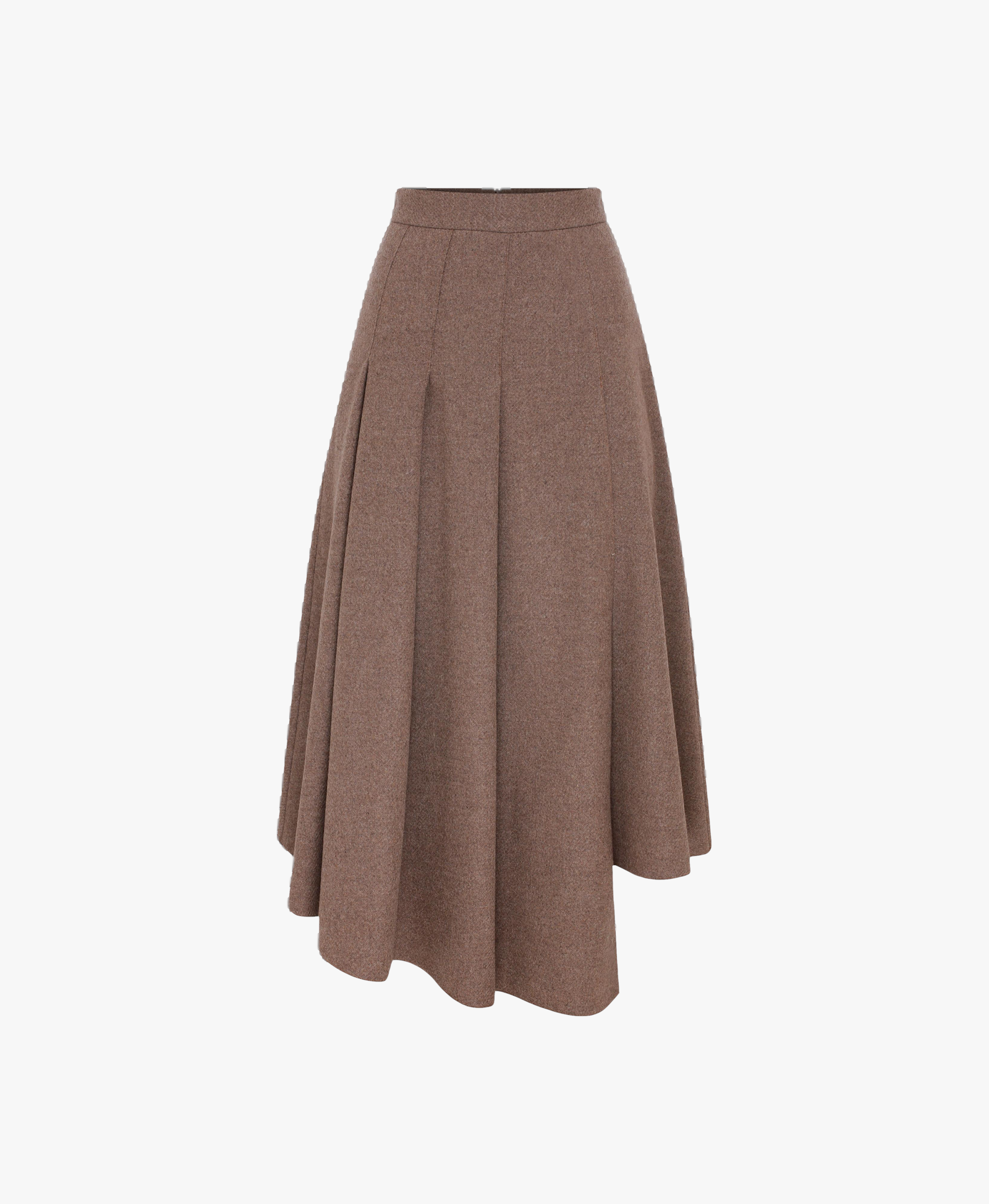 Eliza Wool Plaid  Asymmetric Midi Skirt in Mocha in Brown made by Nazli Ceren