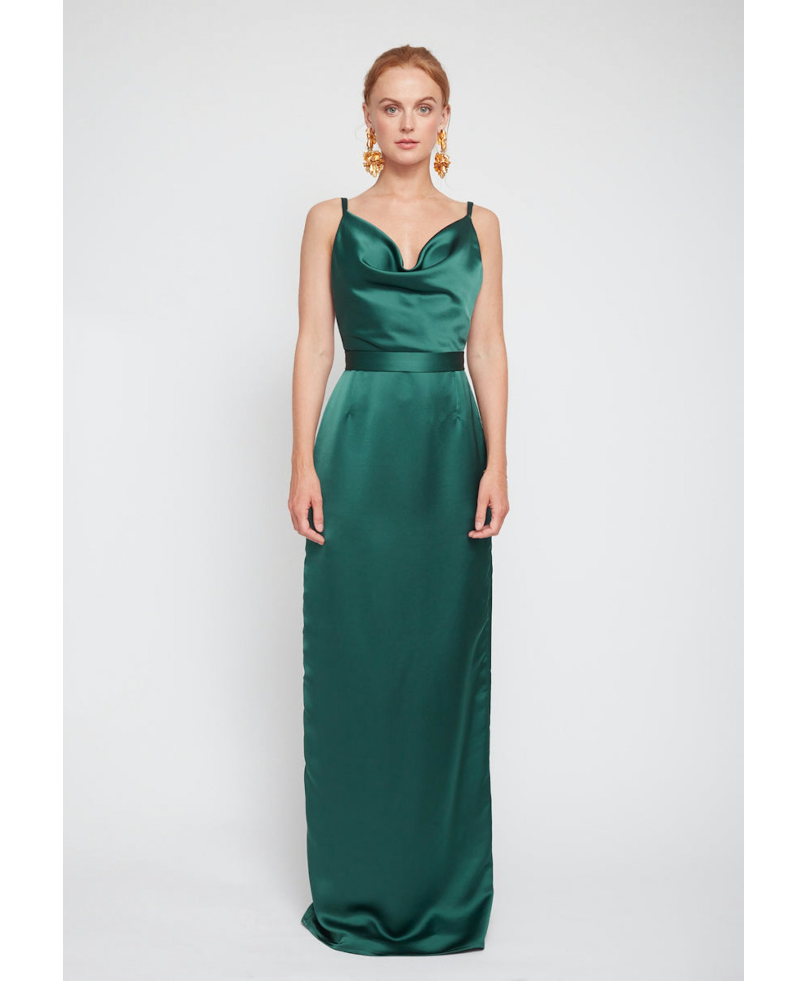 AMILA deep green maxi dress with open back made by UNDRESS