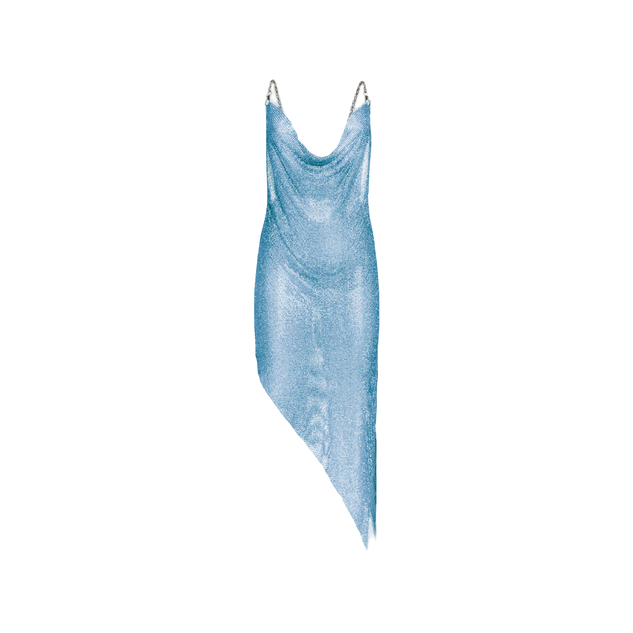 Daniele Morena Aqua X Chain Crystals Slit Dress In Blue