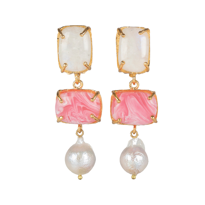 Christie Nicolaides Loren Earrings White & Pink