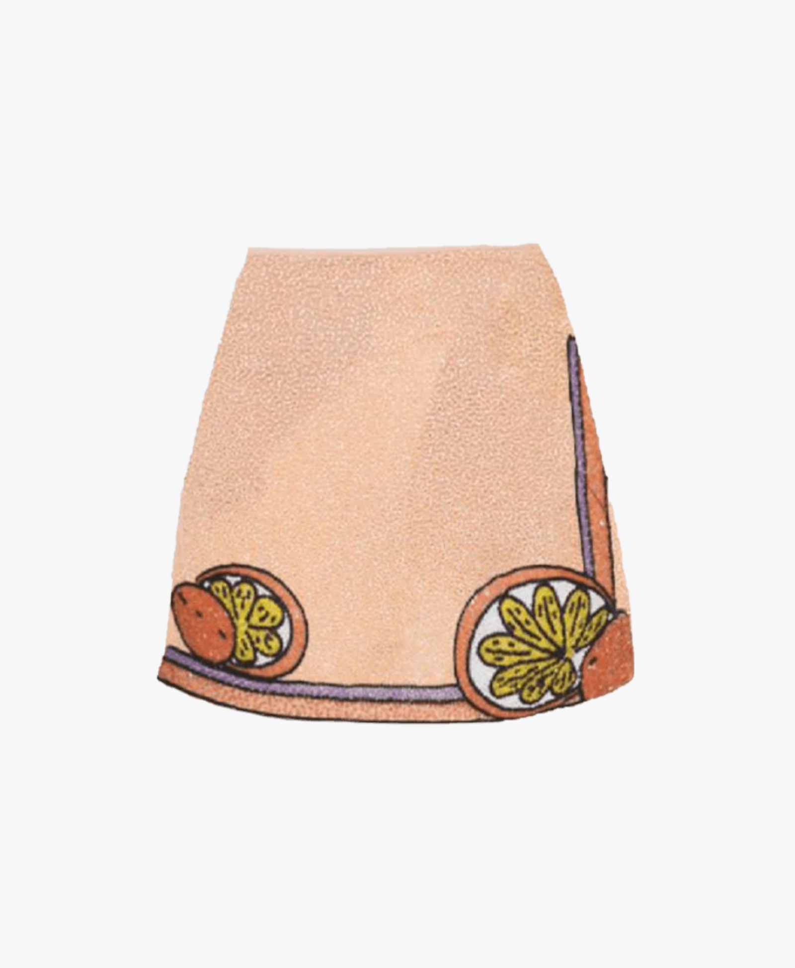 Melodie Co-ord Hand Embroidered Crystal Peach Skirt in Beige made by Oceanus Swimwear