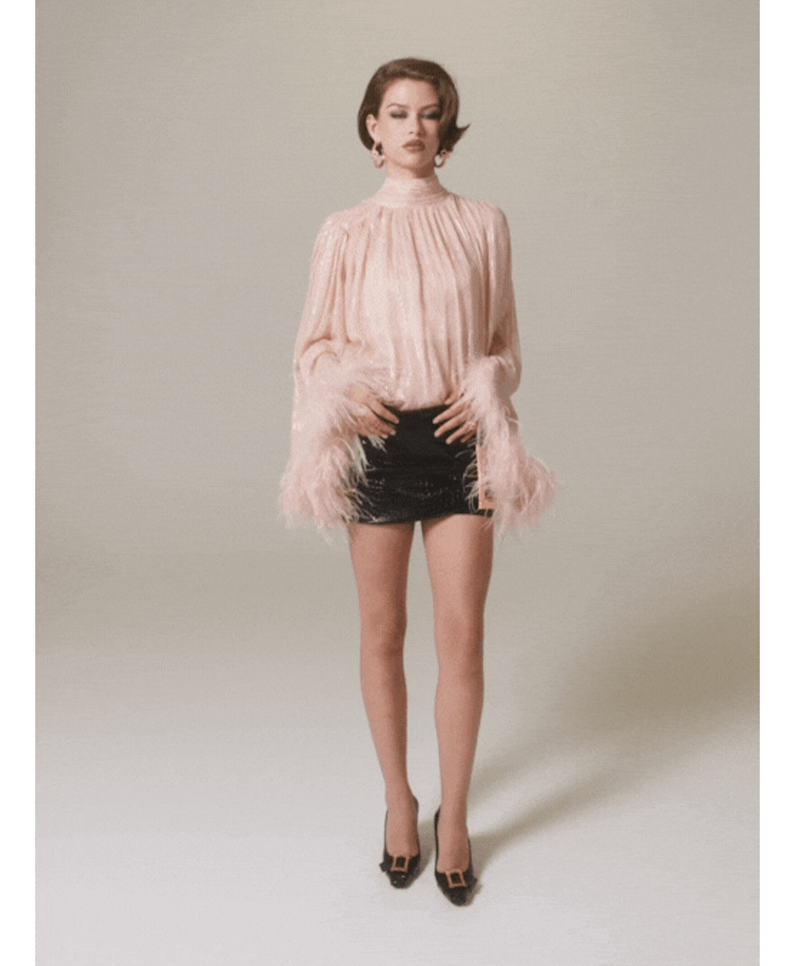Miranda Leather Mini Skirt (Black) in Black made by Nana Jacqueline