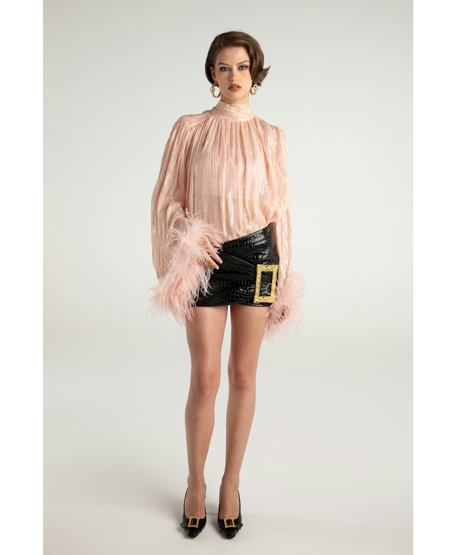 Miranda Leather Mini Skirt (Black) in Black made by Nana Jacqueline