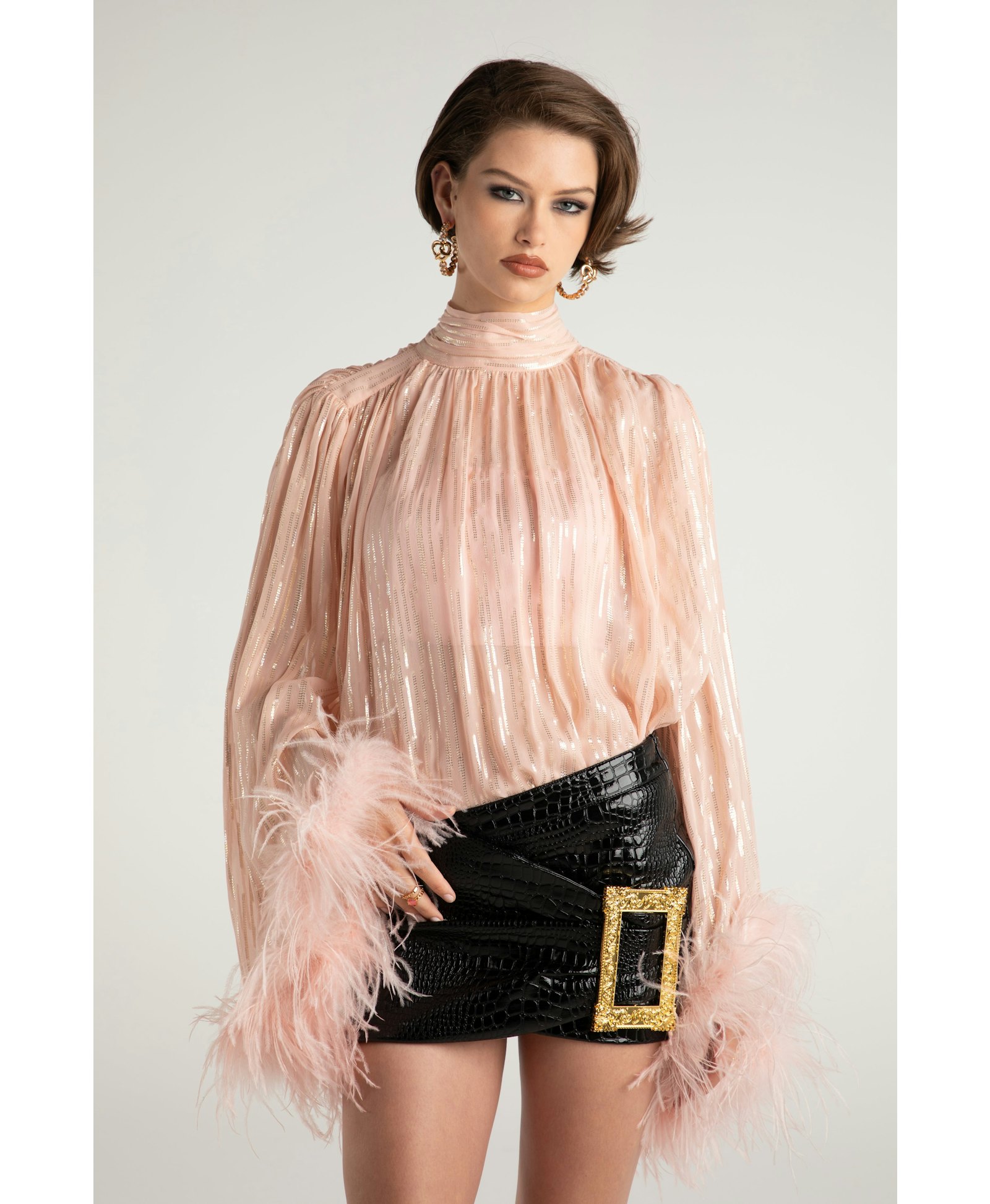 Miranda Leather Mini Skirt (Black) in Black made by Nana Jacqueline