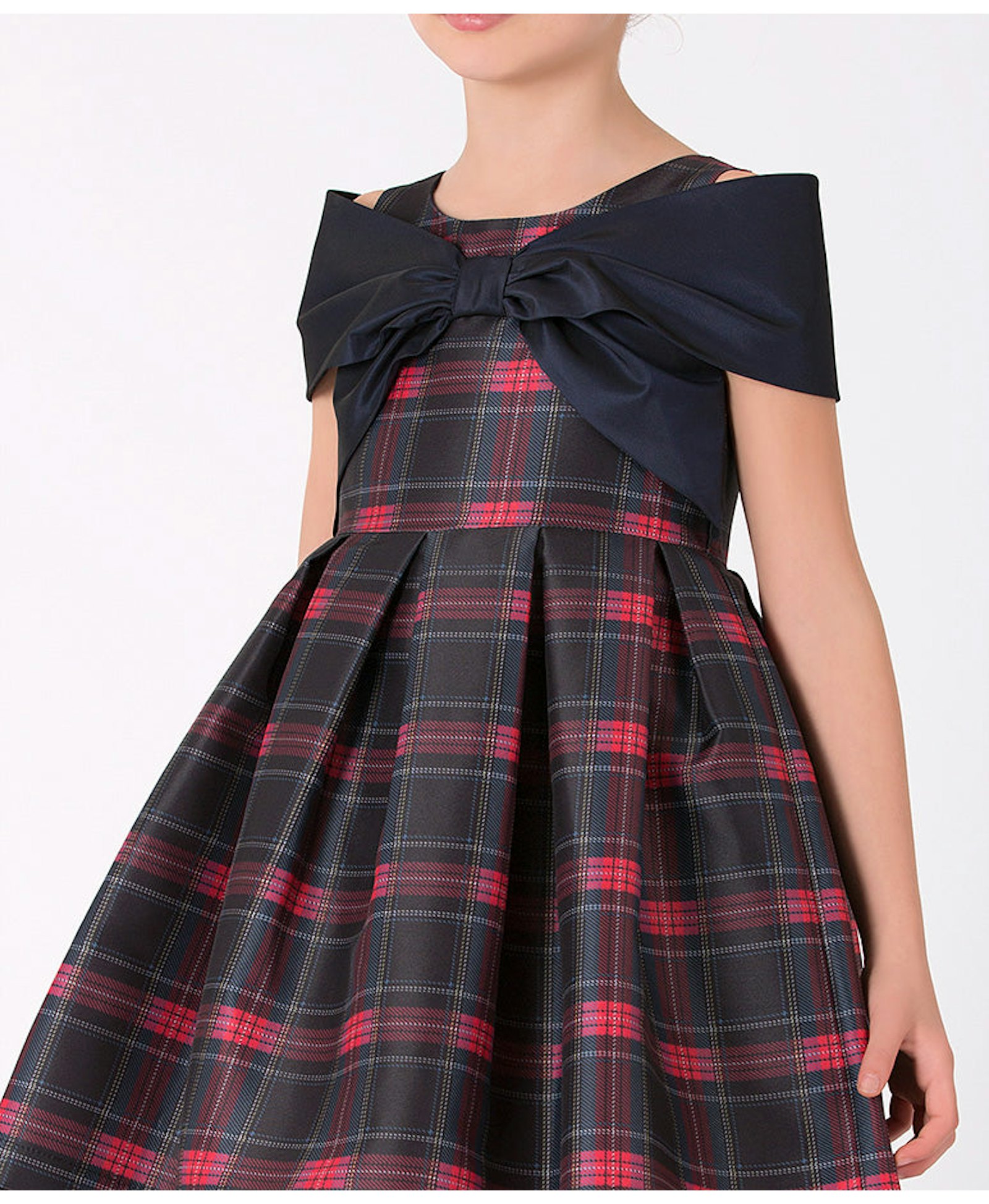 Checkered Navy Bow Dress made by Mama Luma