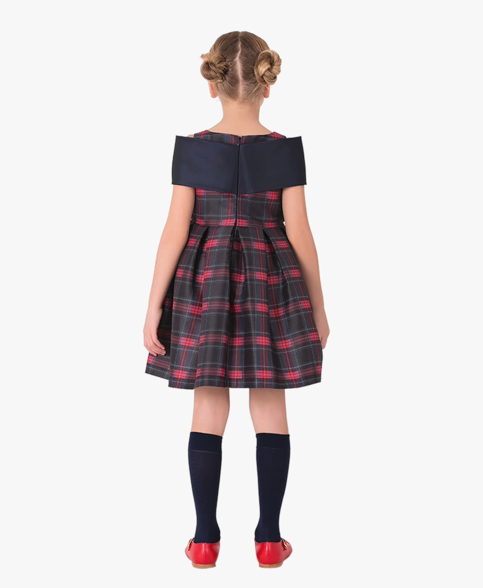 Checkered Navy Bow Dress made by Mama Luma