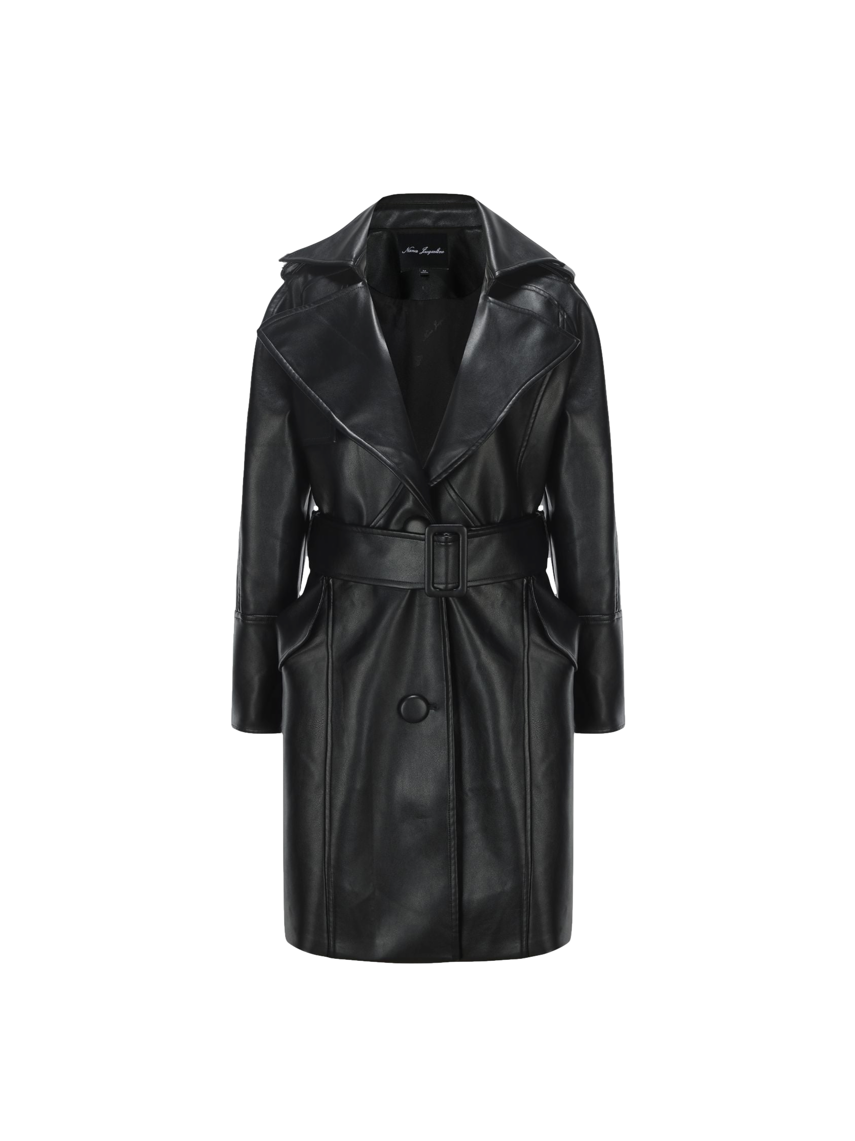 Nana Jacqueline | Keira Leather Trench Coat (Black) (Final