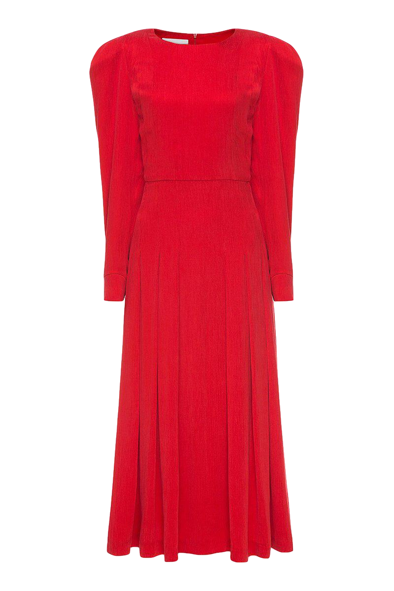 Shop Sara Tamimi Red Pleated Dress