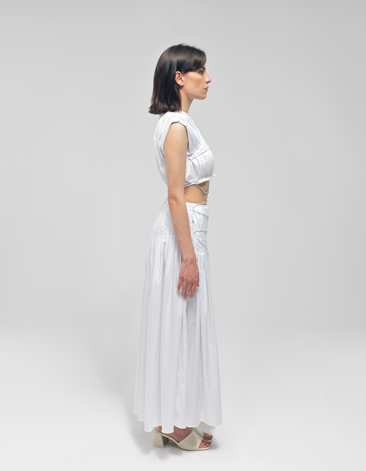 Shop Maet Ersin White Pleated Two Piece Dress