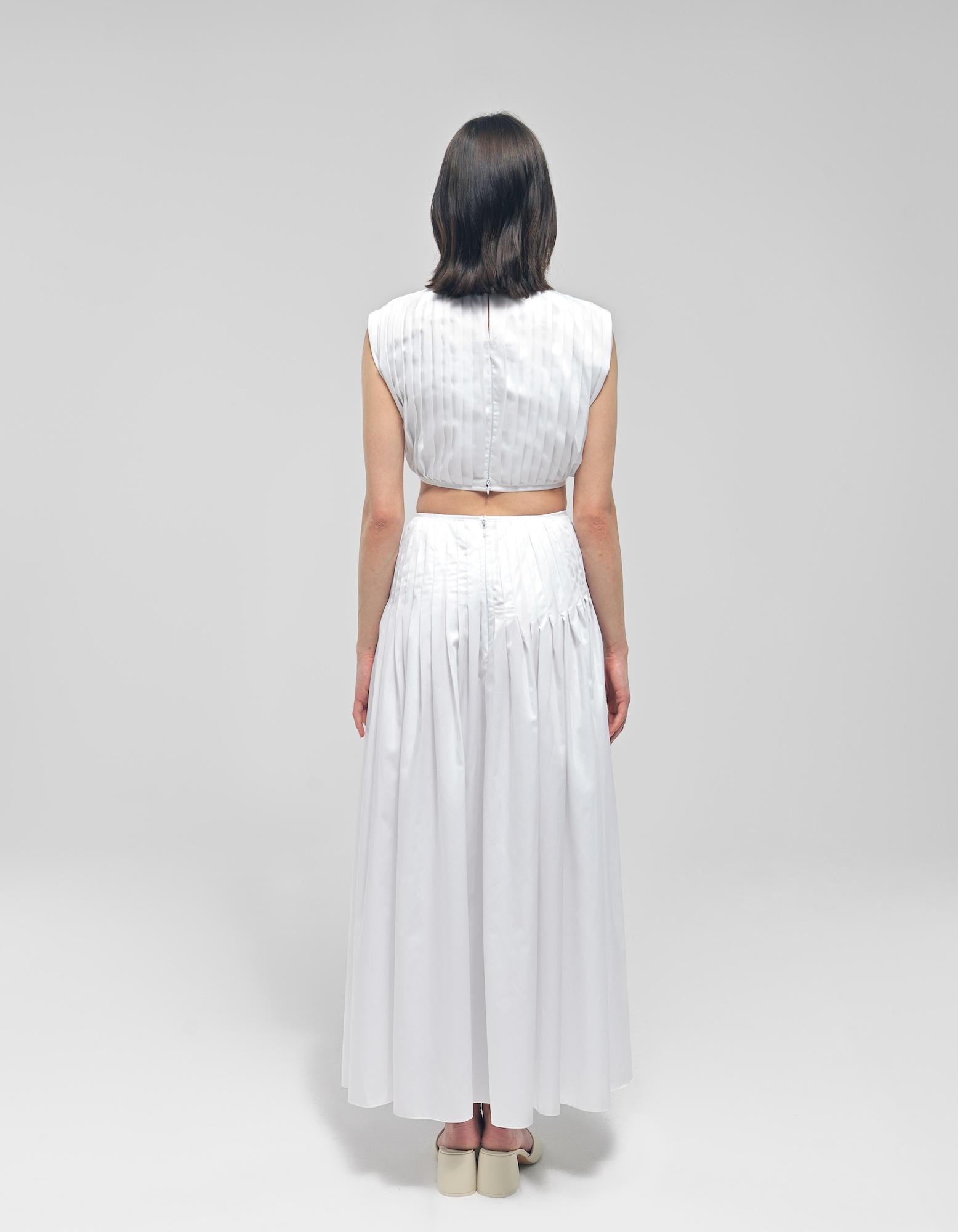 Shop Maet Ersin White Pleated Two Piece Dress