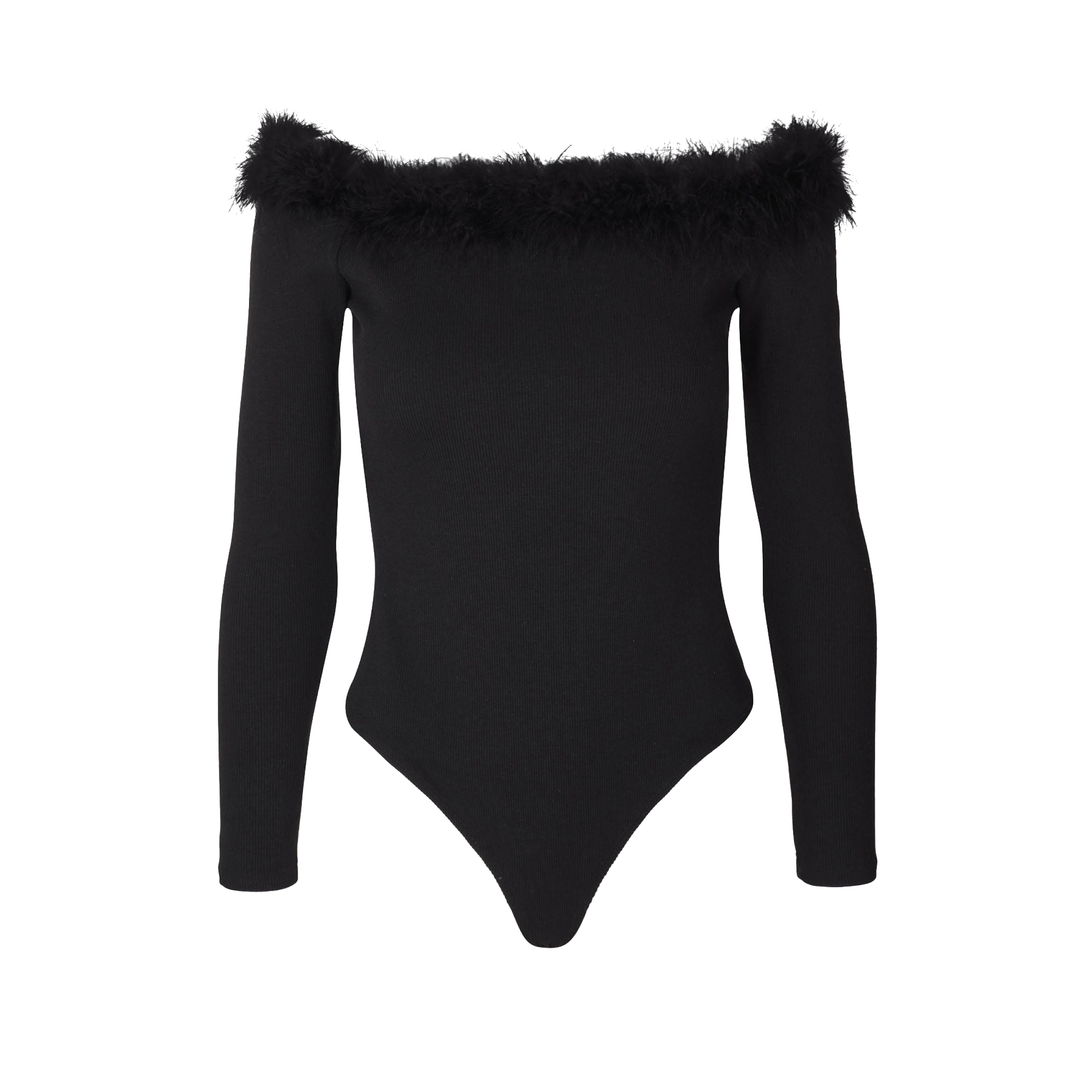 Ow Collection Miranda Feather Bodysuit In Black