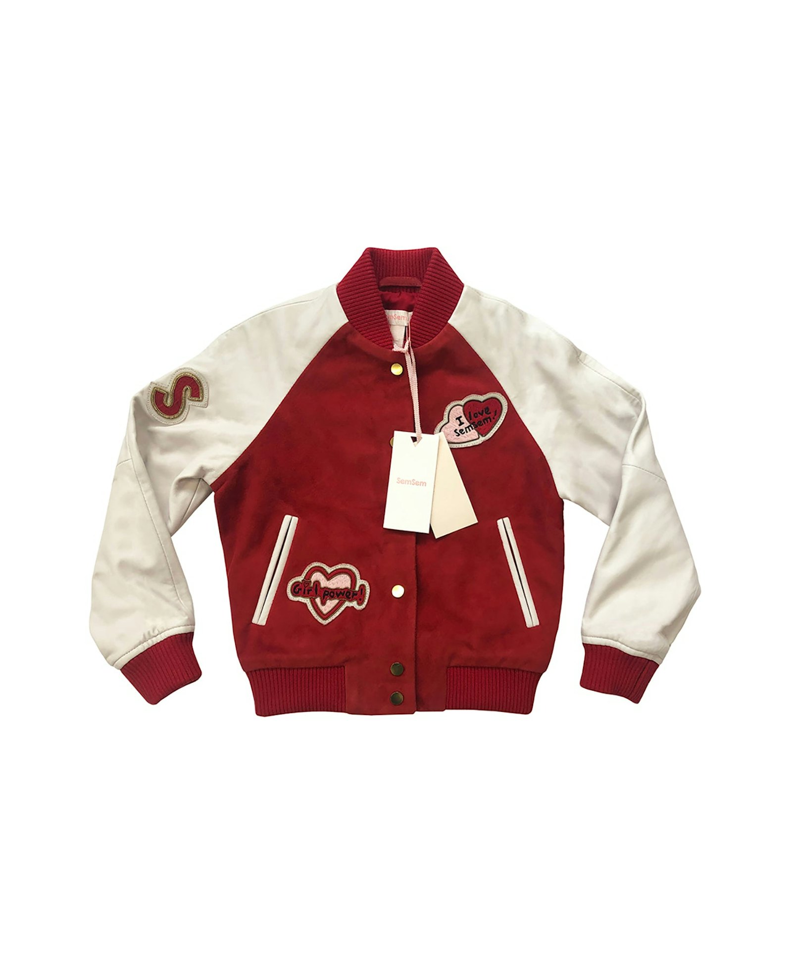Hanna Leather Bomber Jacket - Red made by SEMSEM