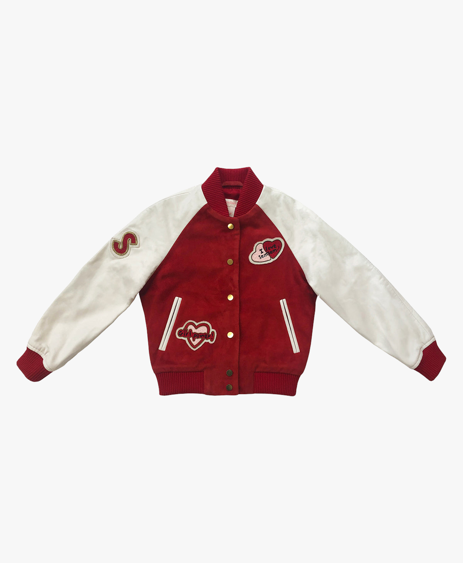 Hanna Leather Bomber Jacket - Red made by SEMSEM