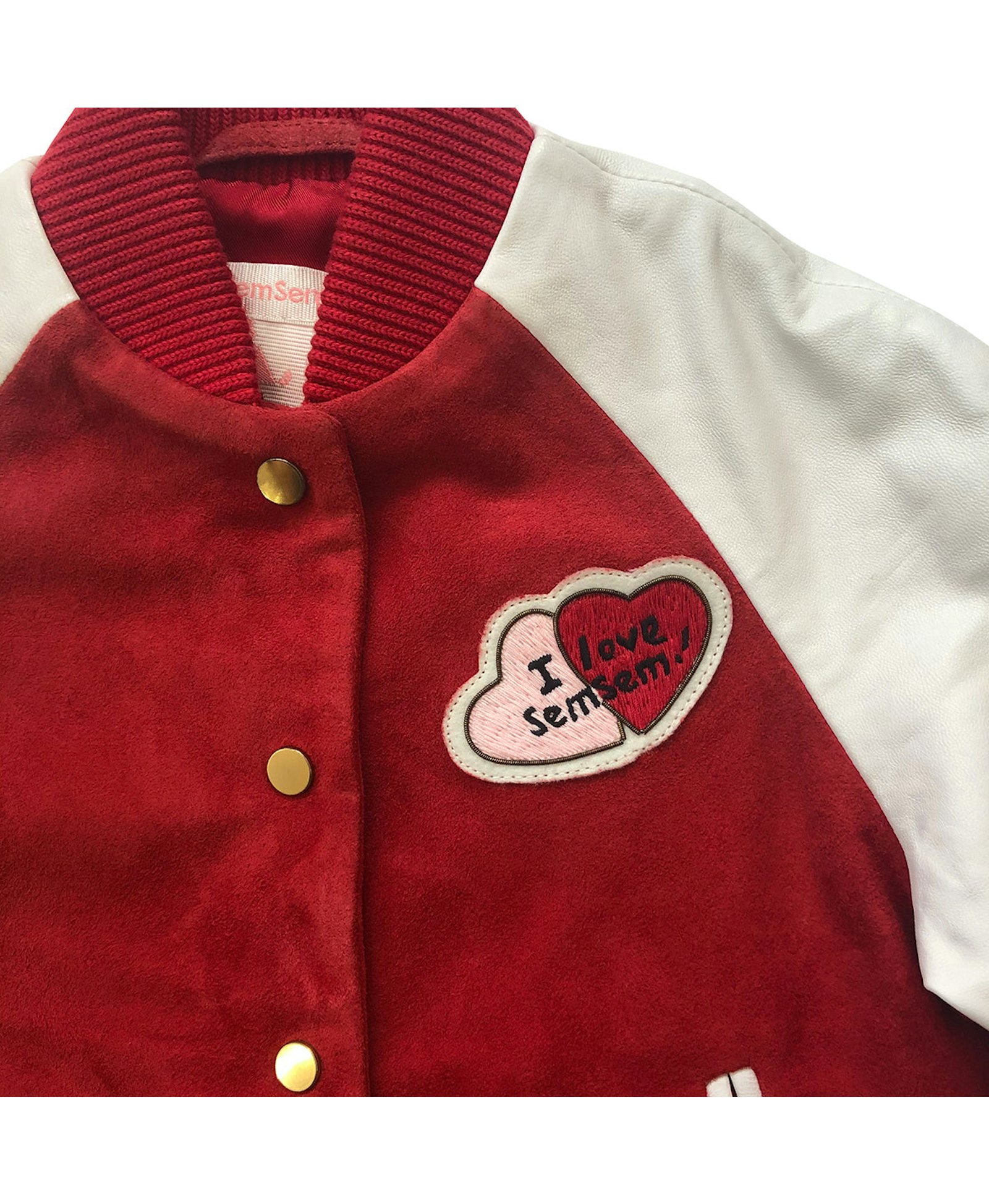 Hanna Leather Bomber Jacket - Red made by SEMSEM