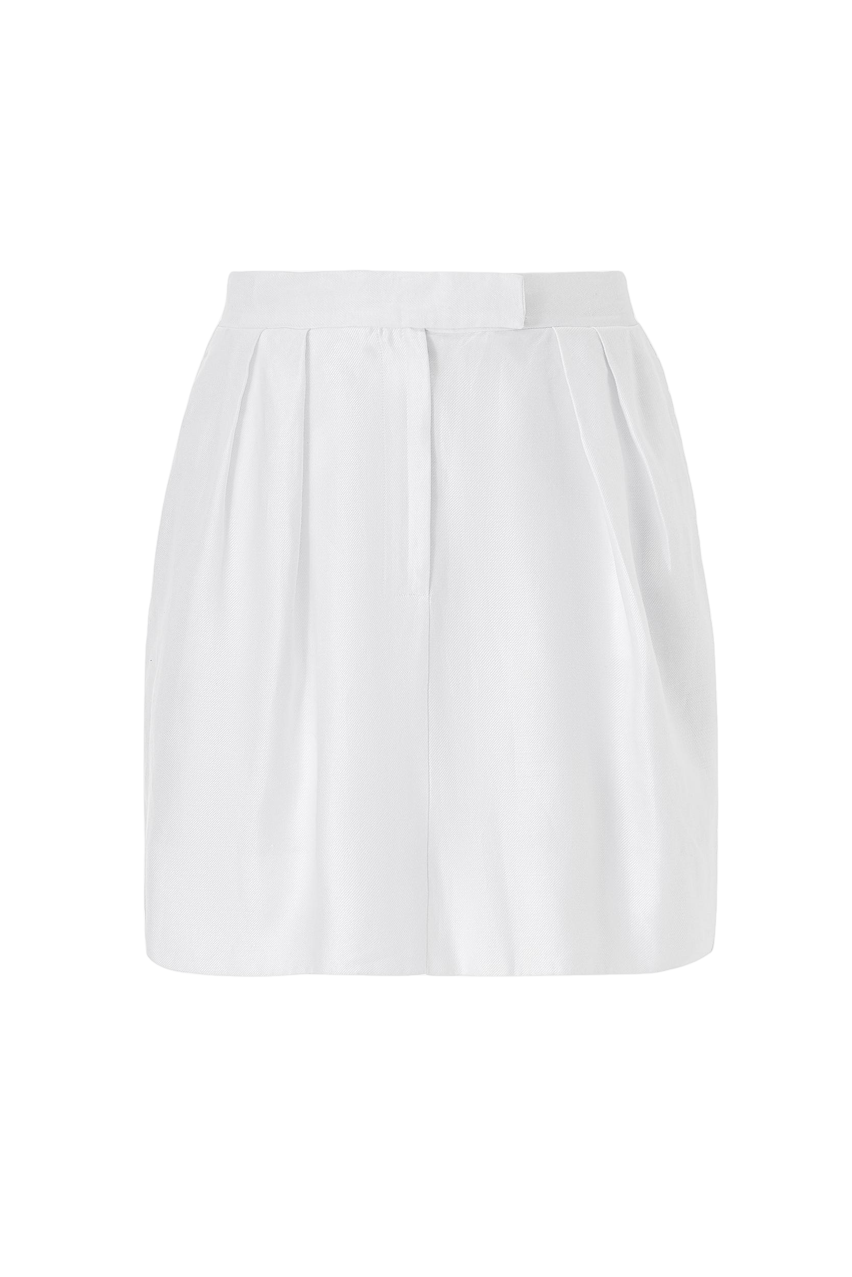 Lita Couture Mini Skirt In White Linen