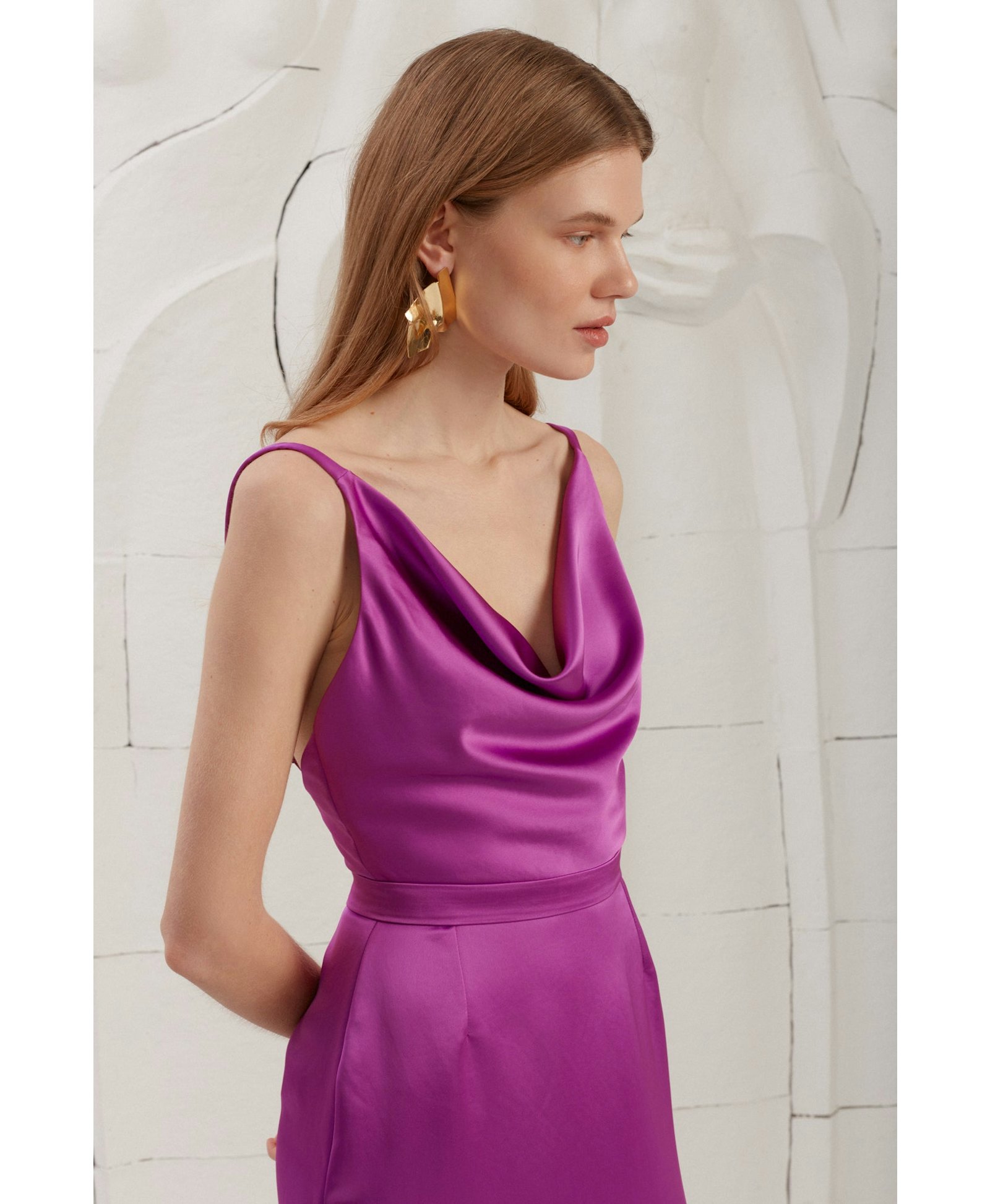 KAMEA magenta pink open back dress made by UNDRESS