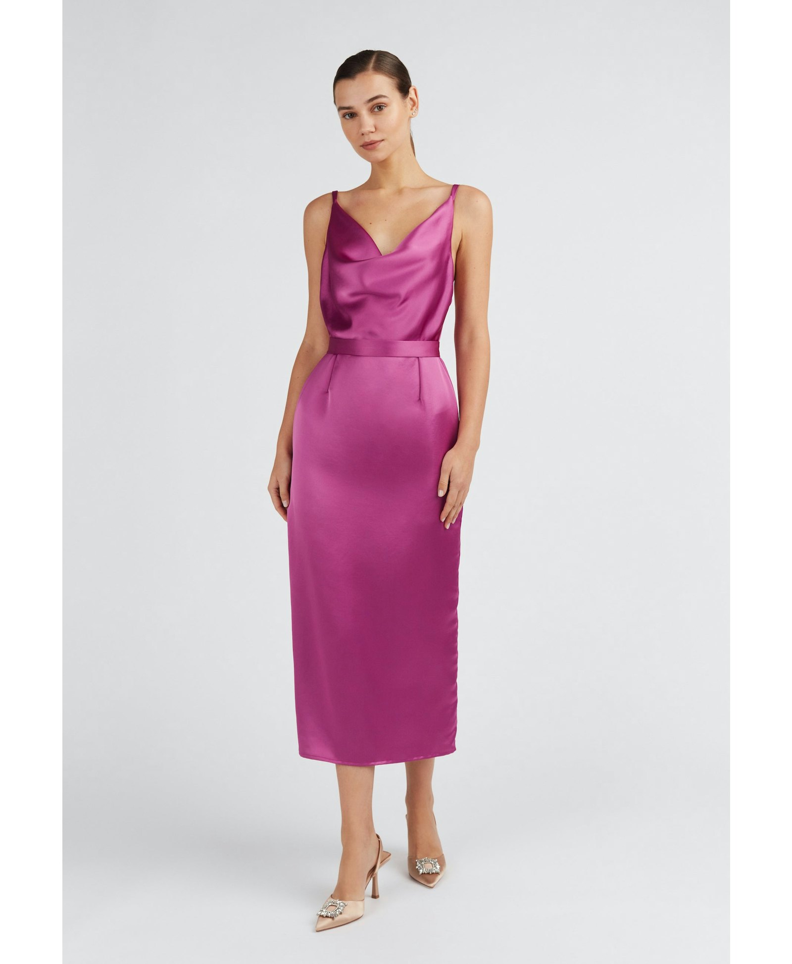 KAMEA magenta pink open back dress made by UNDRESS