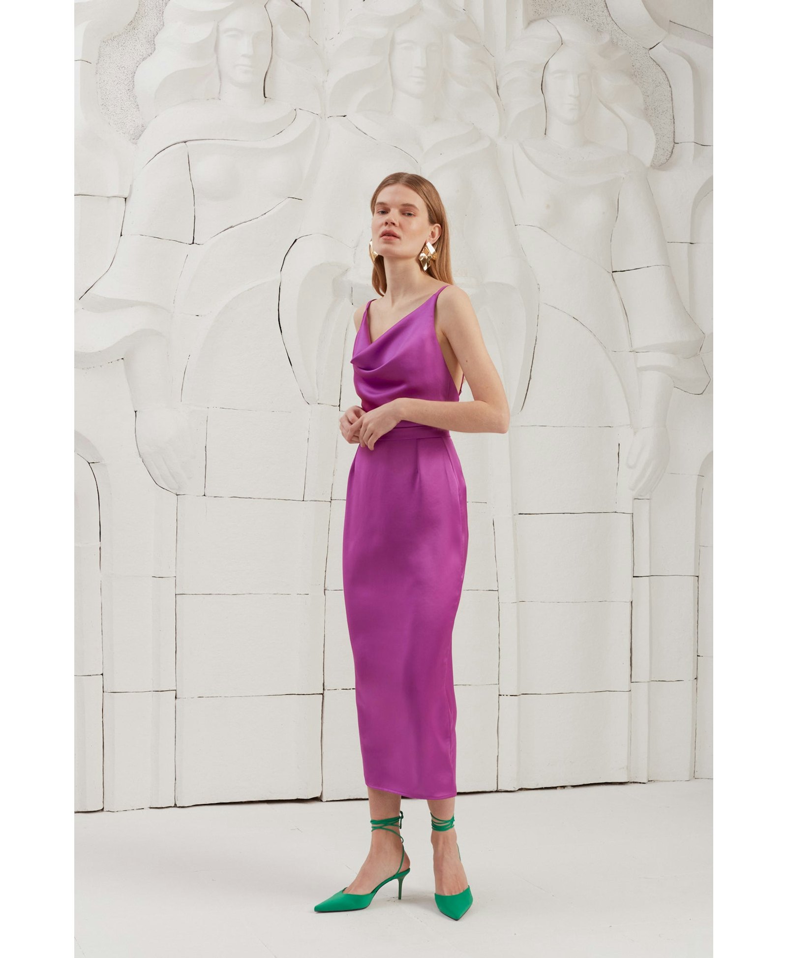 KAMEA magenta pink open back dress made by UNDRESS