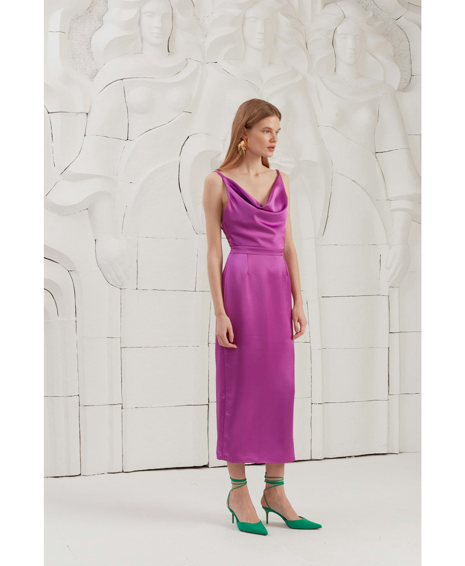 KAMEA magenta pink open back dress made by UNDRESS