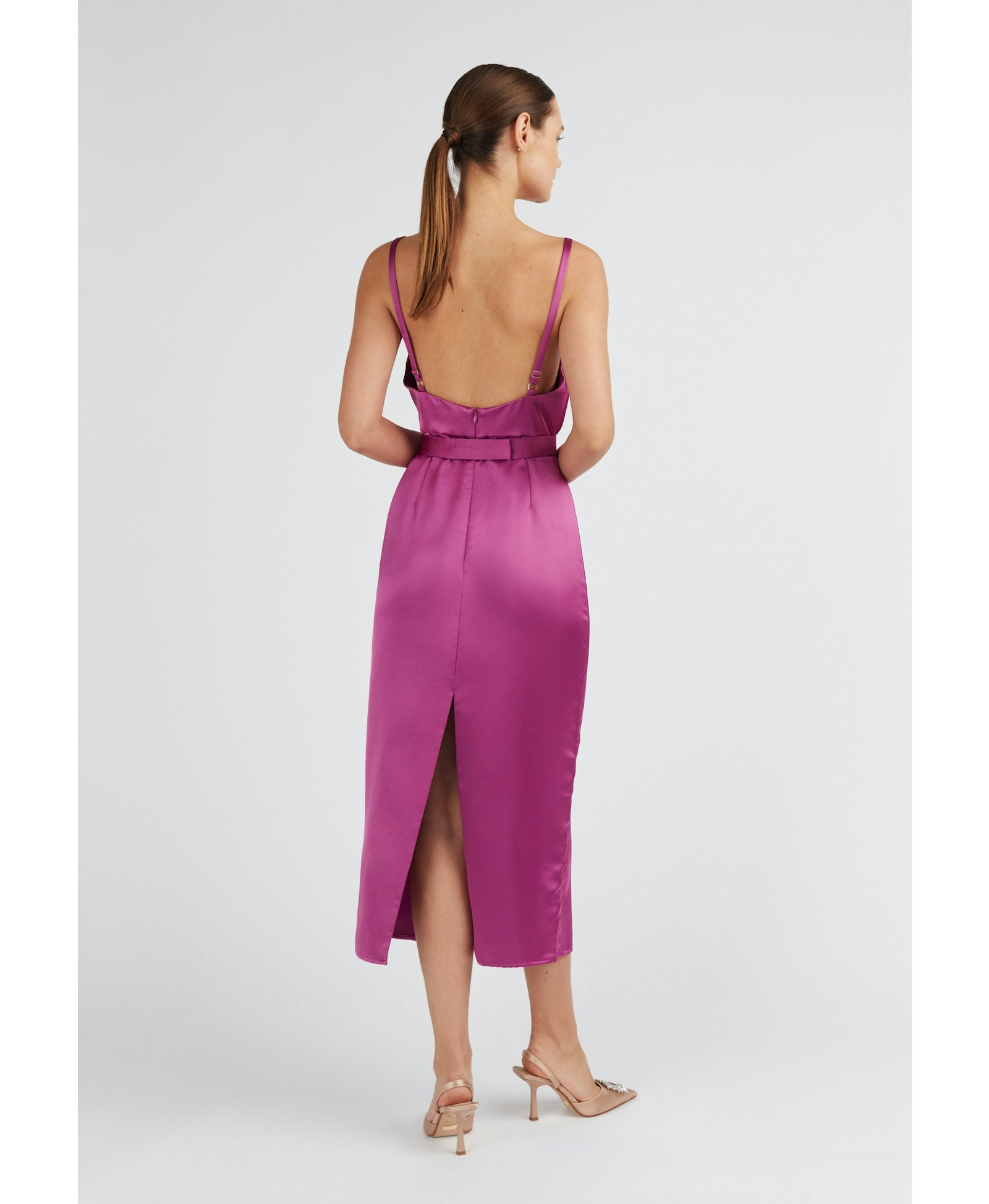 KAMEA magenta pink open back dress made by UNDRESS
