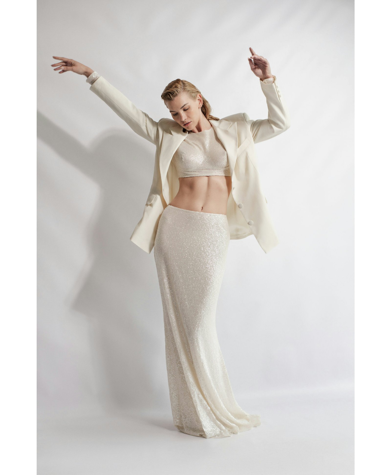 Classic Oversize Blazer in White made by Aureliana