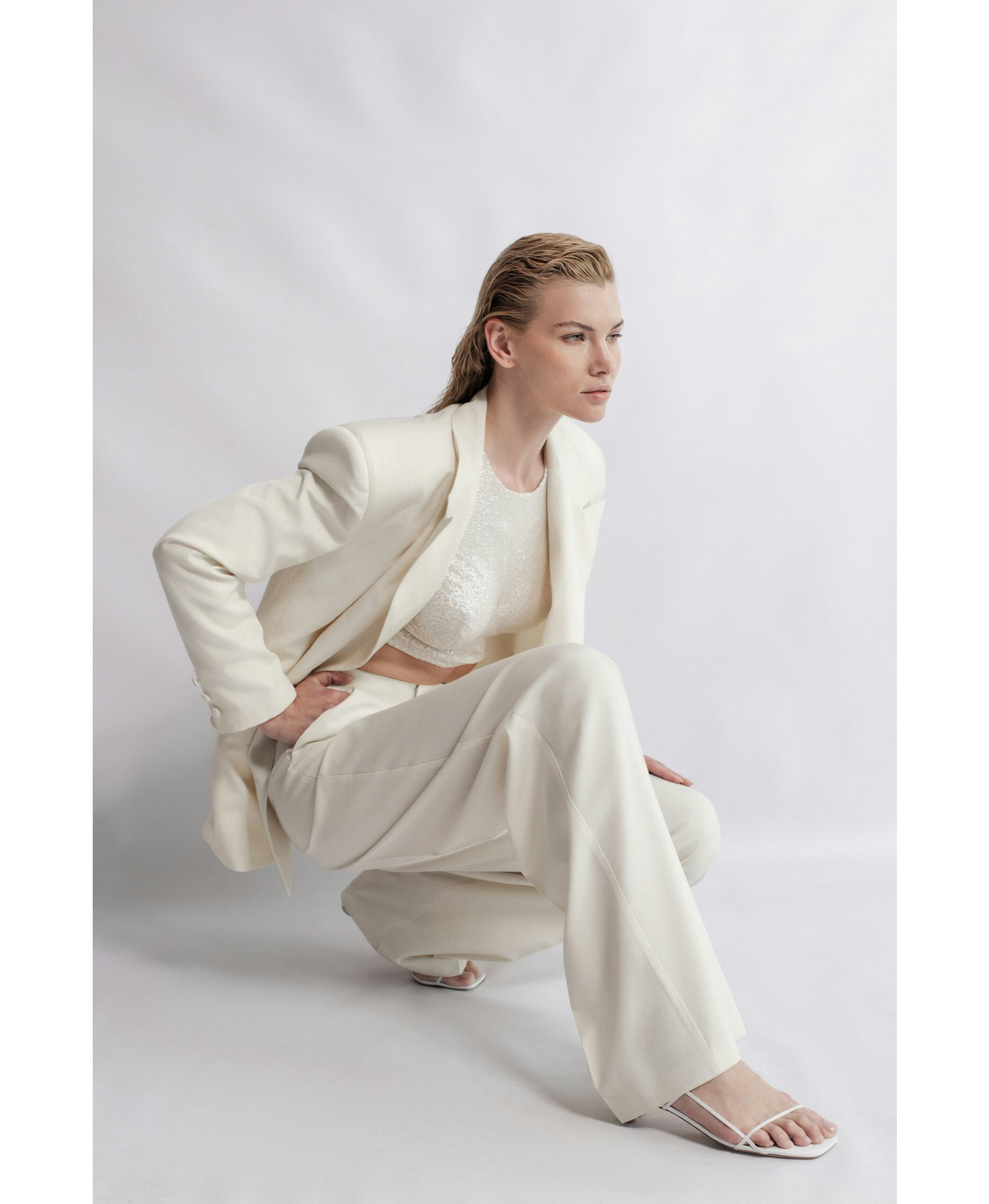Classic Oversize Blazer in White made by Aureliana