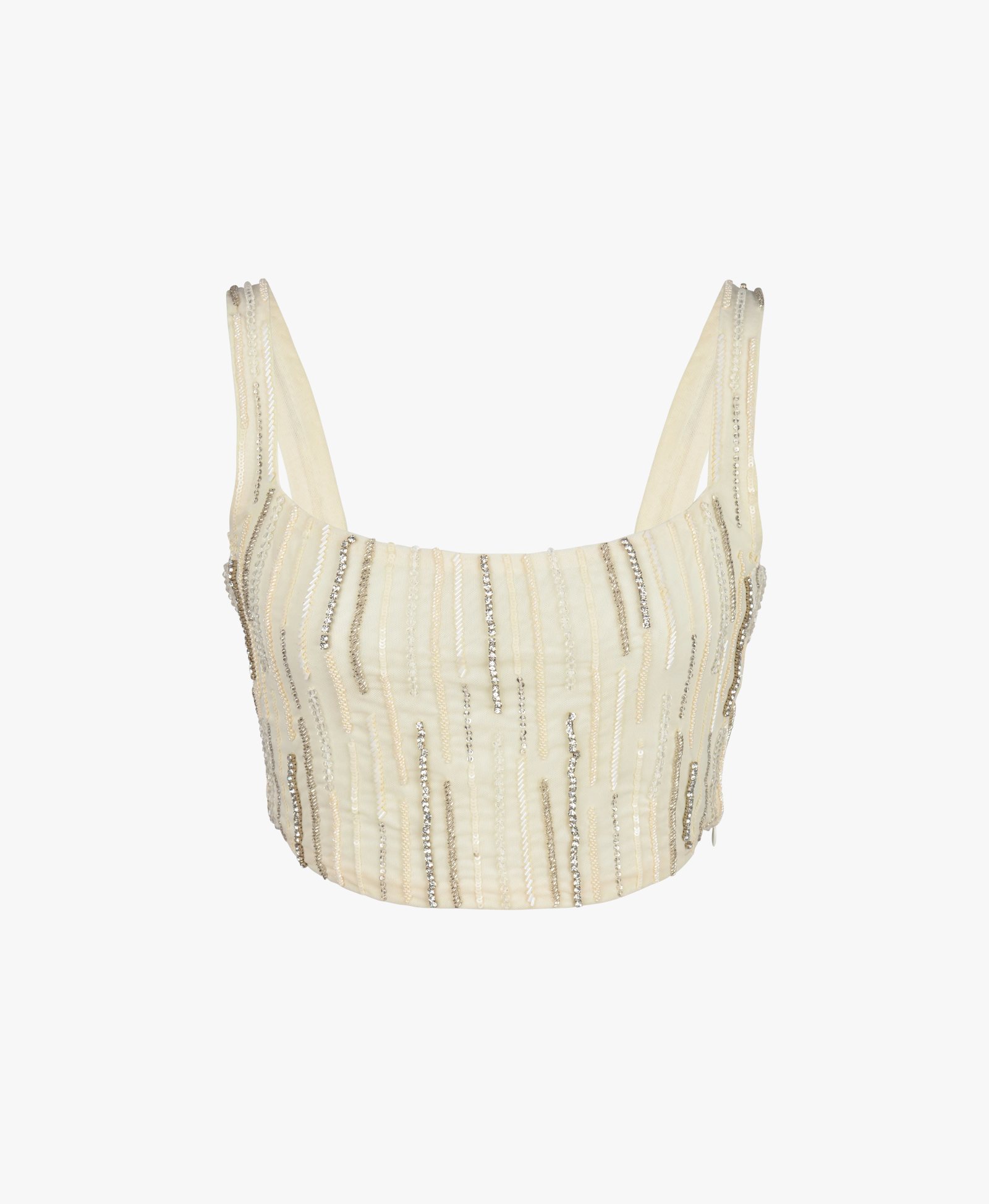 Aphrodite's White Beaded Co-ord Swim Top – Daphne Collection made by Oceanus Swimwear