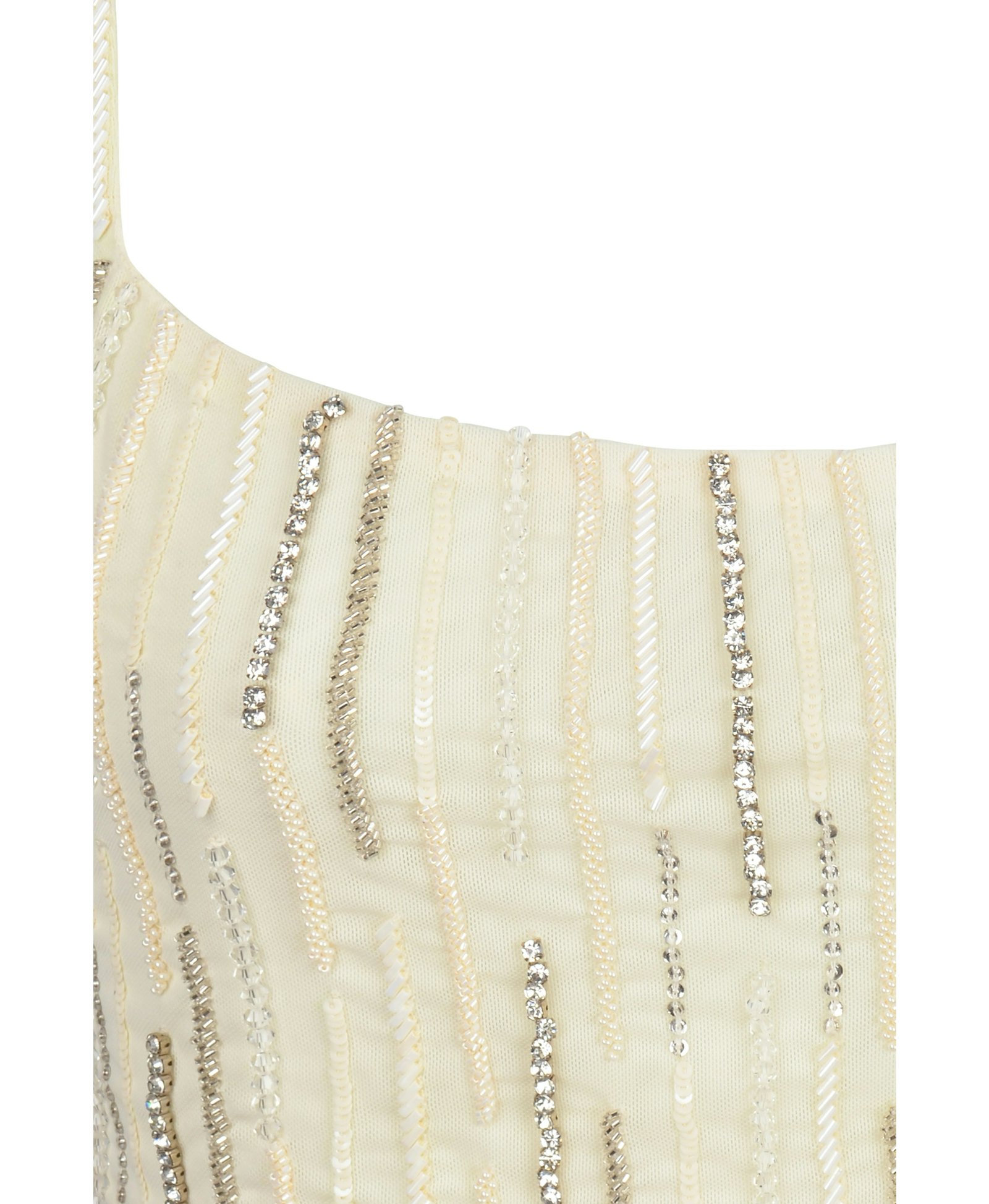 Aphrodite's White Beaded Co-ord Swim Top – Daphne Collection made by Oceanus Swimwear