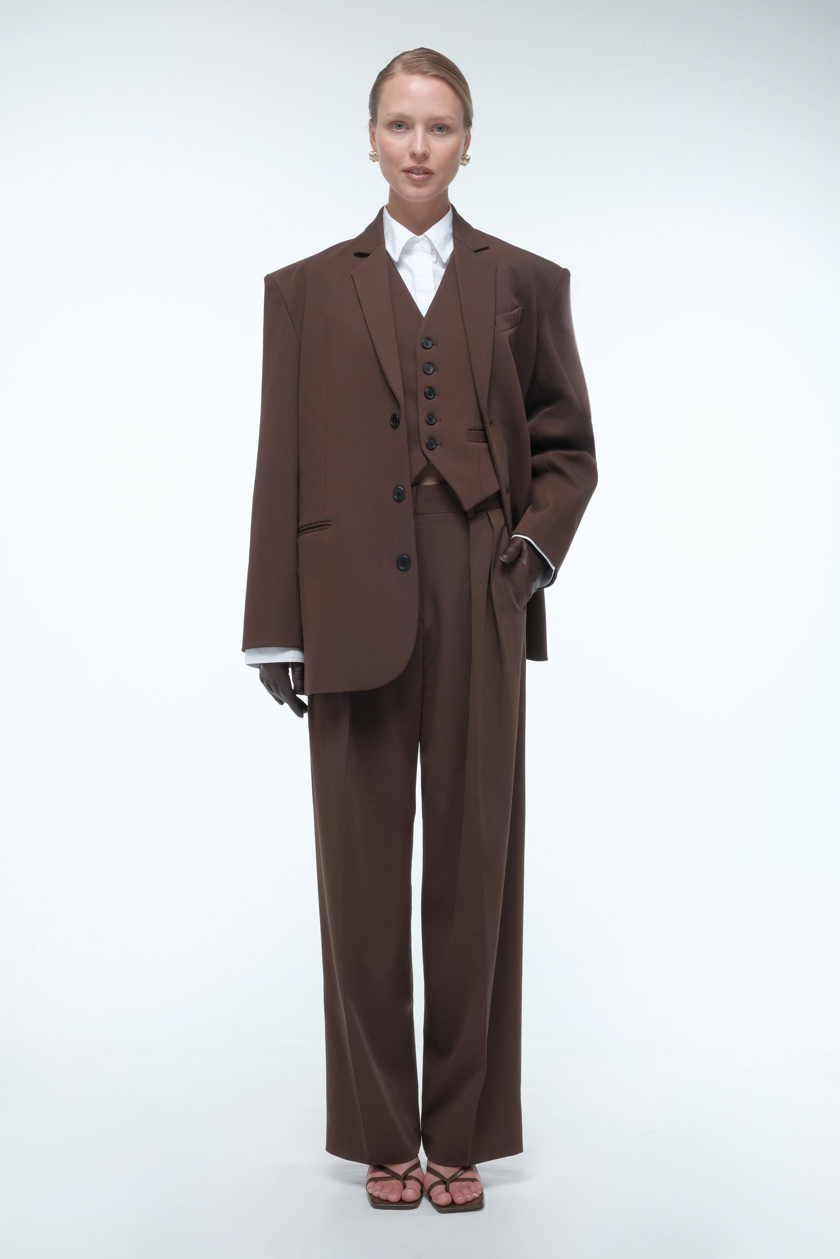 Shop Afterhours Oversized Tailored Suit Blazer In Brown