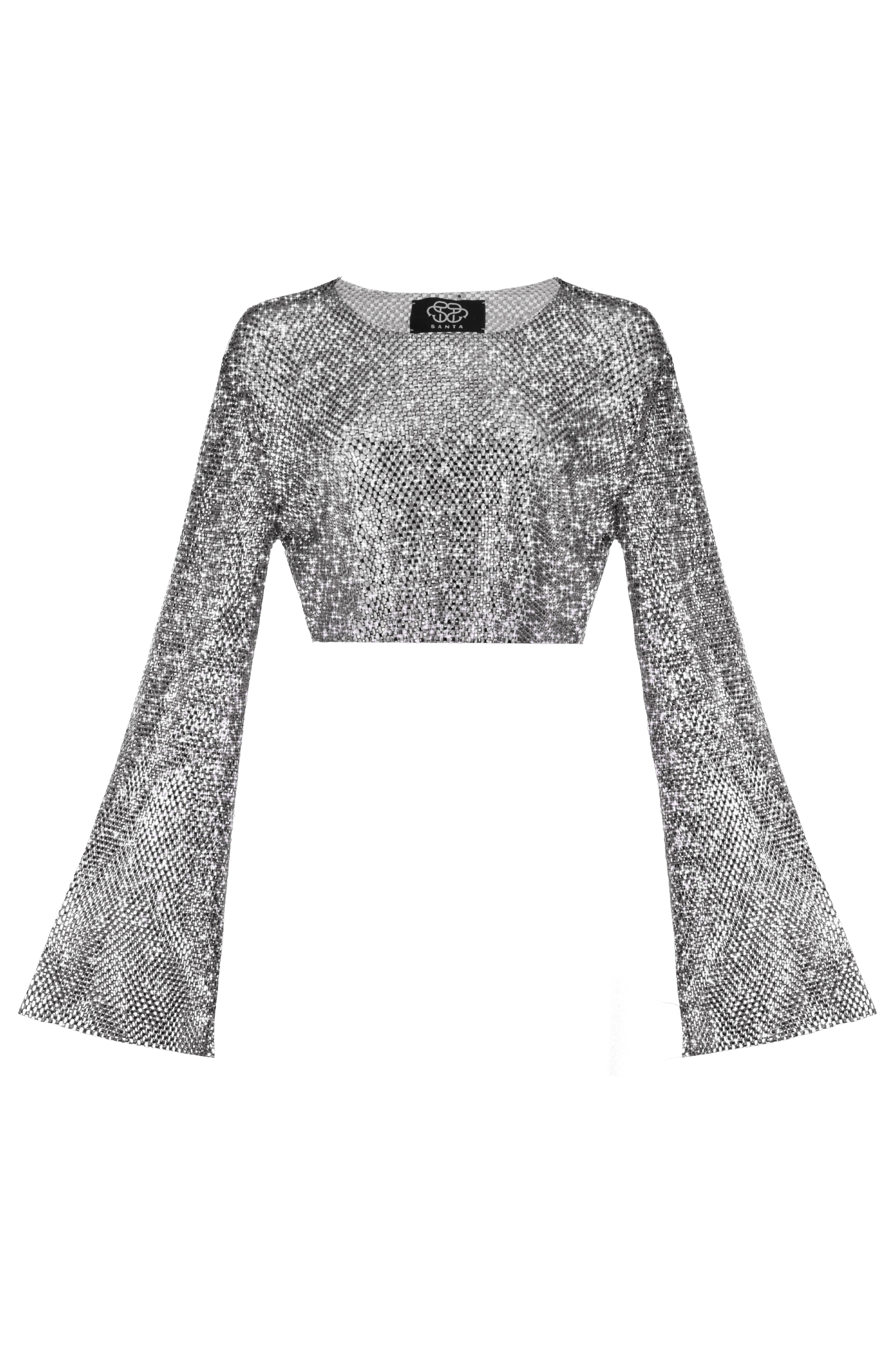 Santa Brands Cropped Top With Flared Sleeves Graphite In Silver