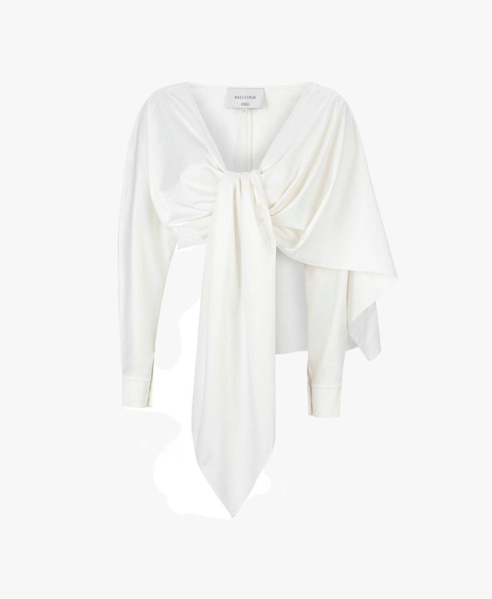 Angy Asymmetric Blouse in White in White made by Nazli Ceren