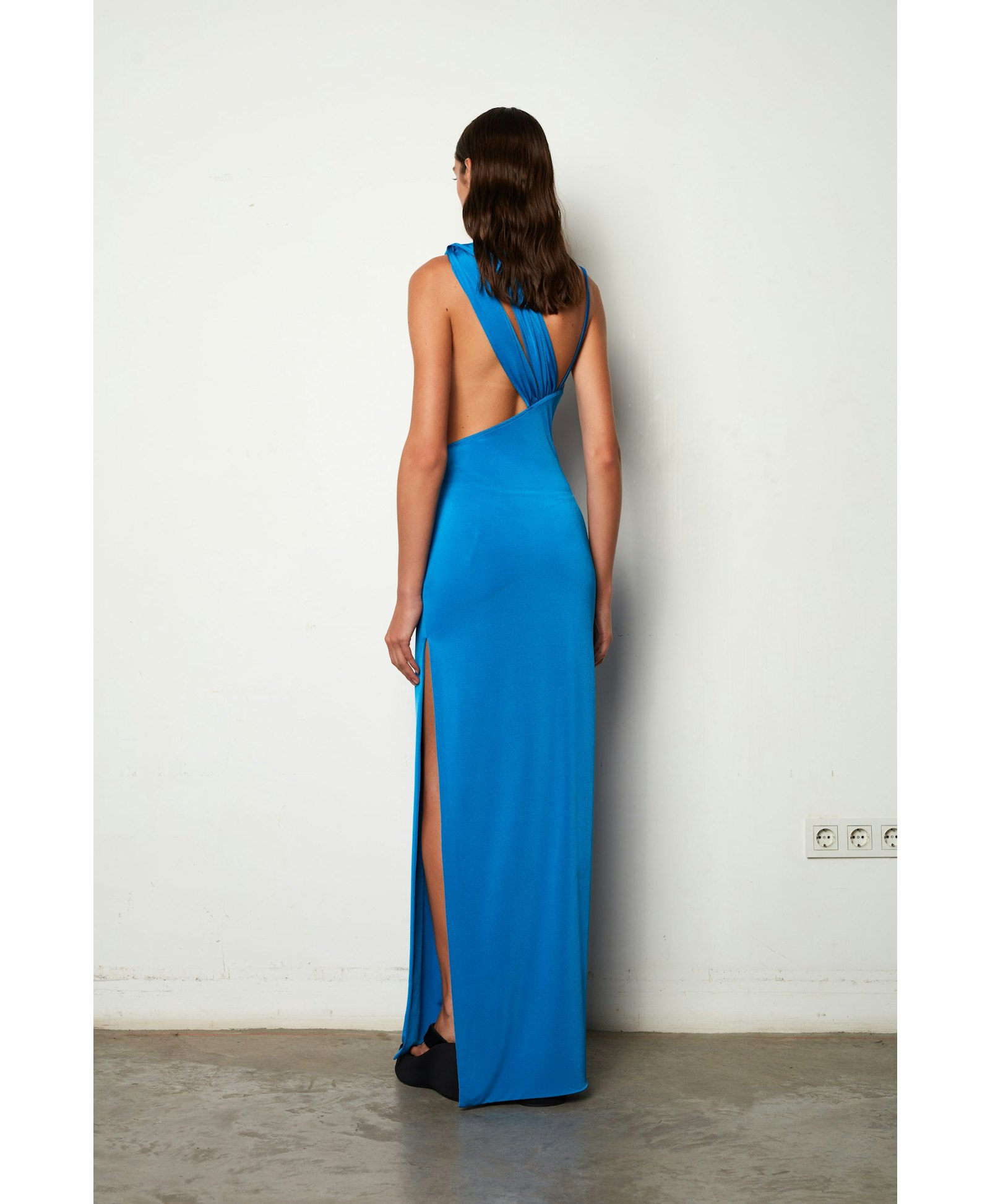 Maria - One-Shoulder Triple Collar Detailed And Knotted Maxi Dress made by ILA