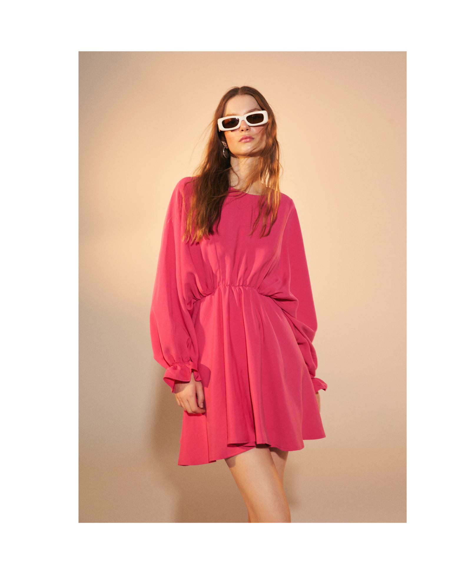 July Ruffled Mini Dress in Virtual Pink in Pink made by Nazli Ceren