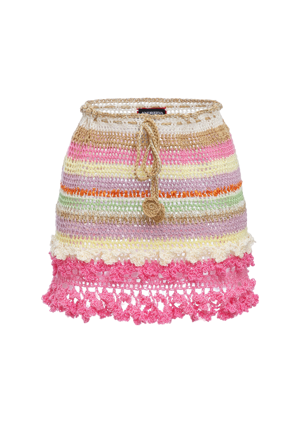 Shop Andreeva Malva Multicolor Handmade Crochet Mini Skirt In Multi Color