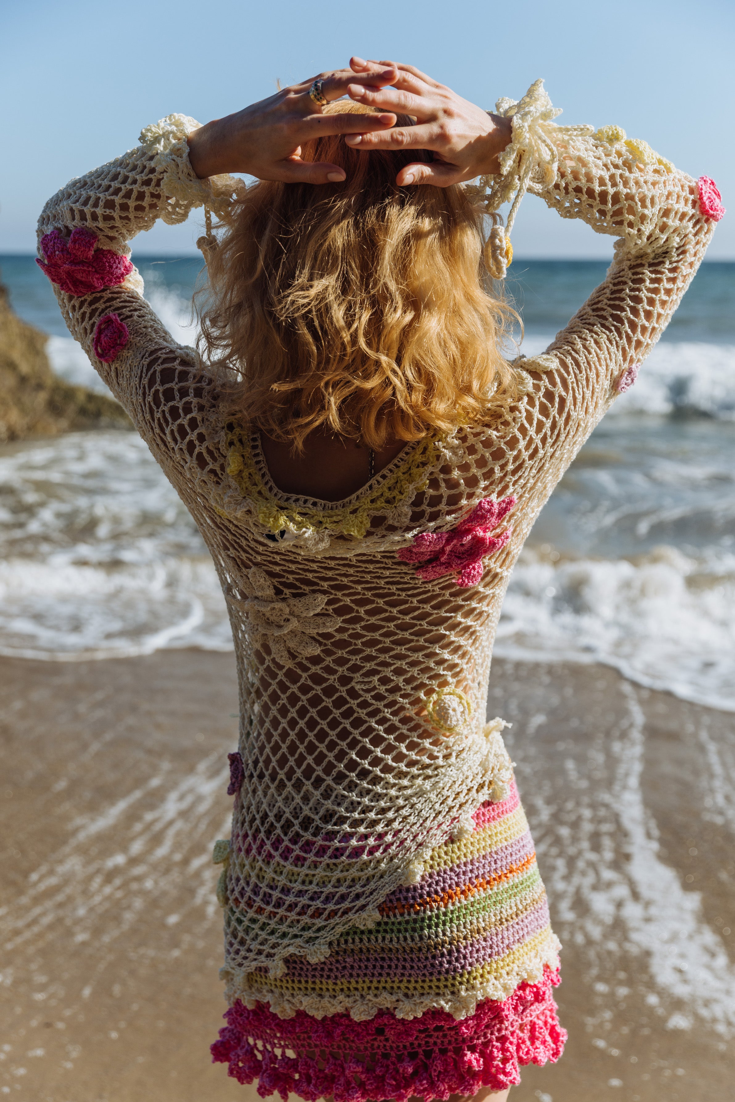Shop Andreeva Malva Multicolor Handmade Crochet Mini Skirt In Multi Color