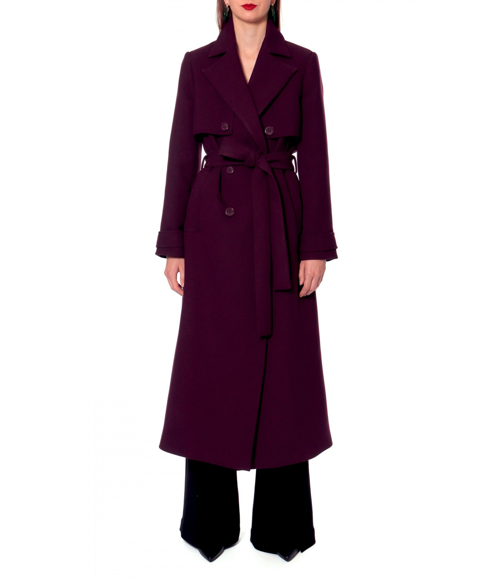 Coat Colette Plum Wine in Purple made by HALEWSKI